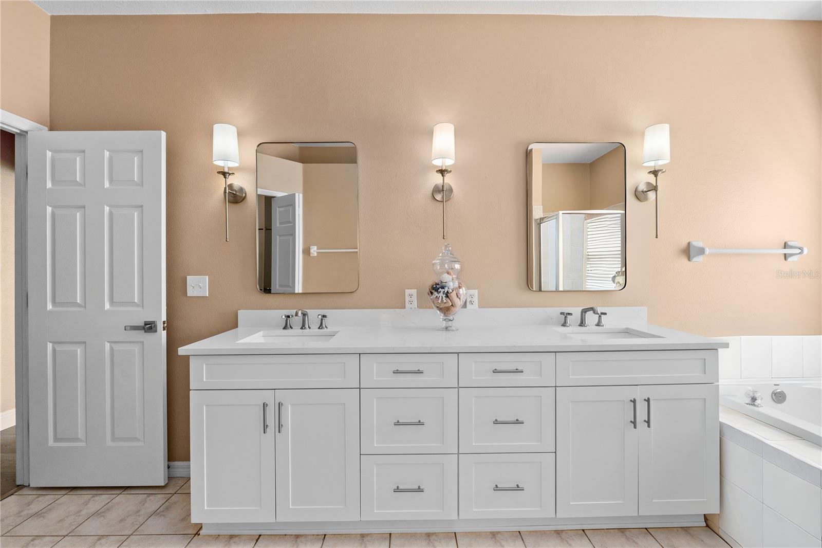 Lots of storage in this double vanity