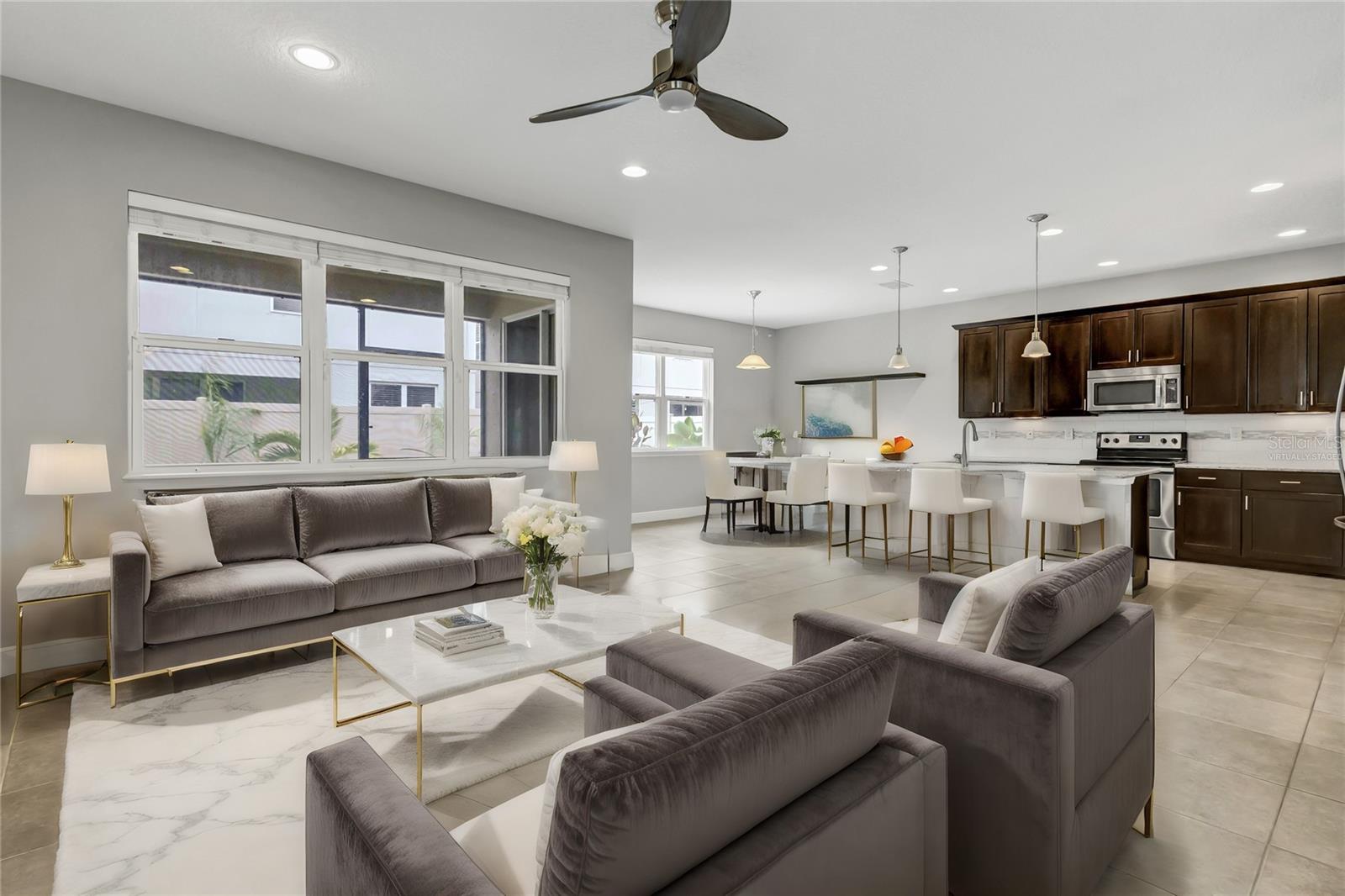 Virtually Staged Family Room off Kitchen