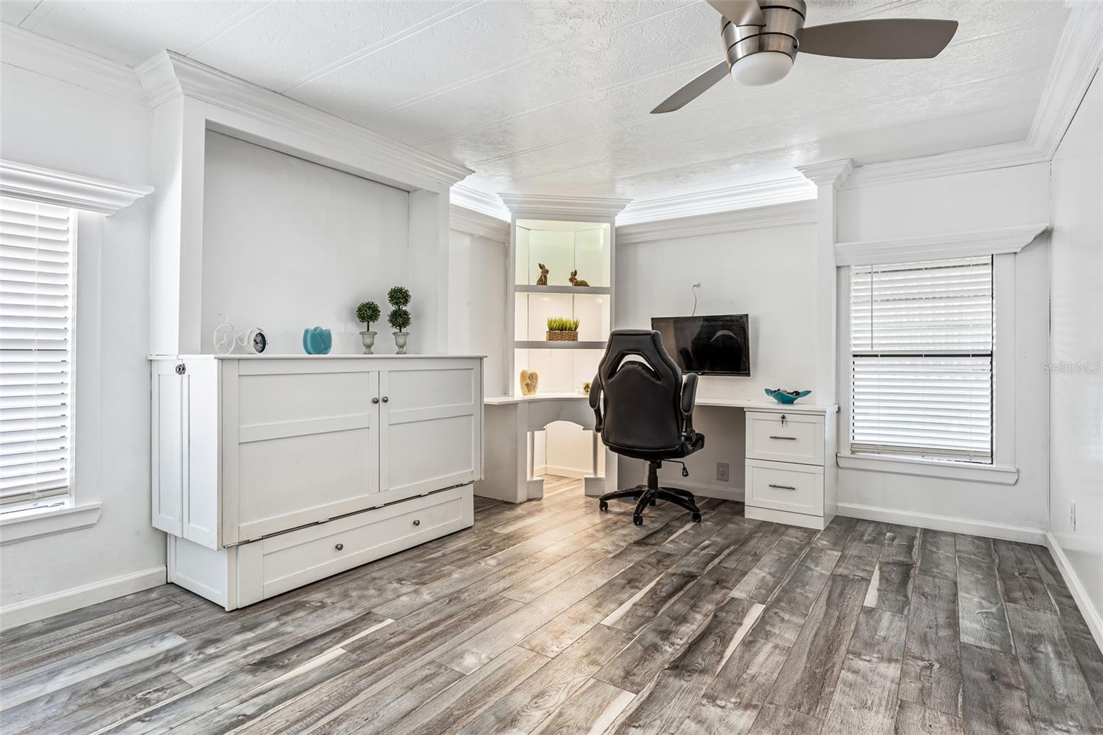 Bedroom 2, Built in Desk, Shelving, Murphy Bed