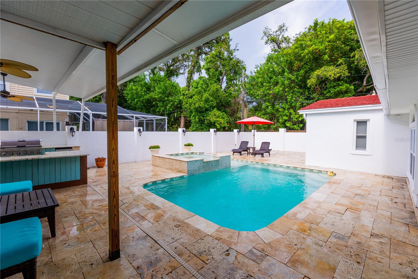 POOL VIEW FROM KITCHEN PATIO DOORS