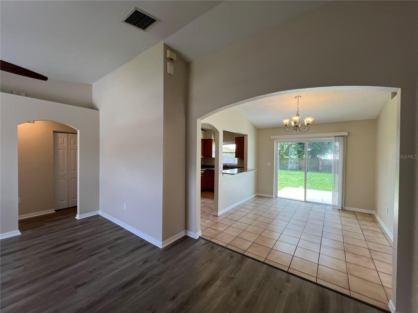 living room to dining/kitchen