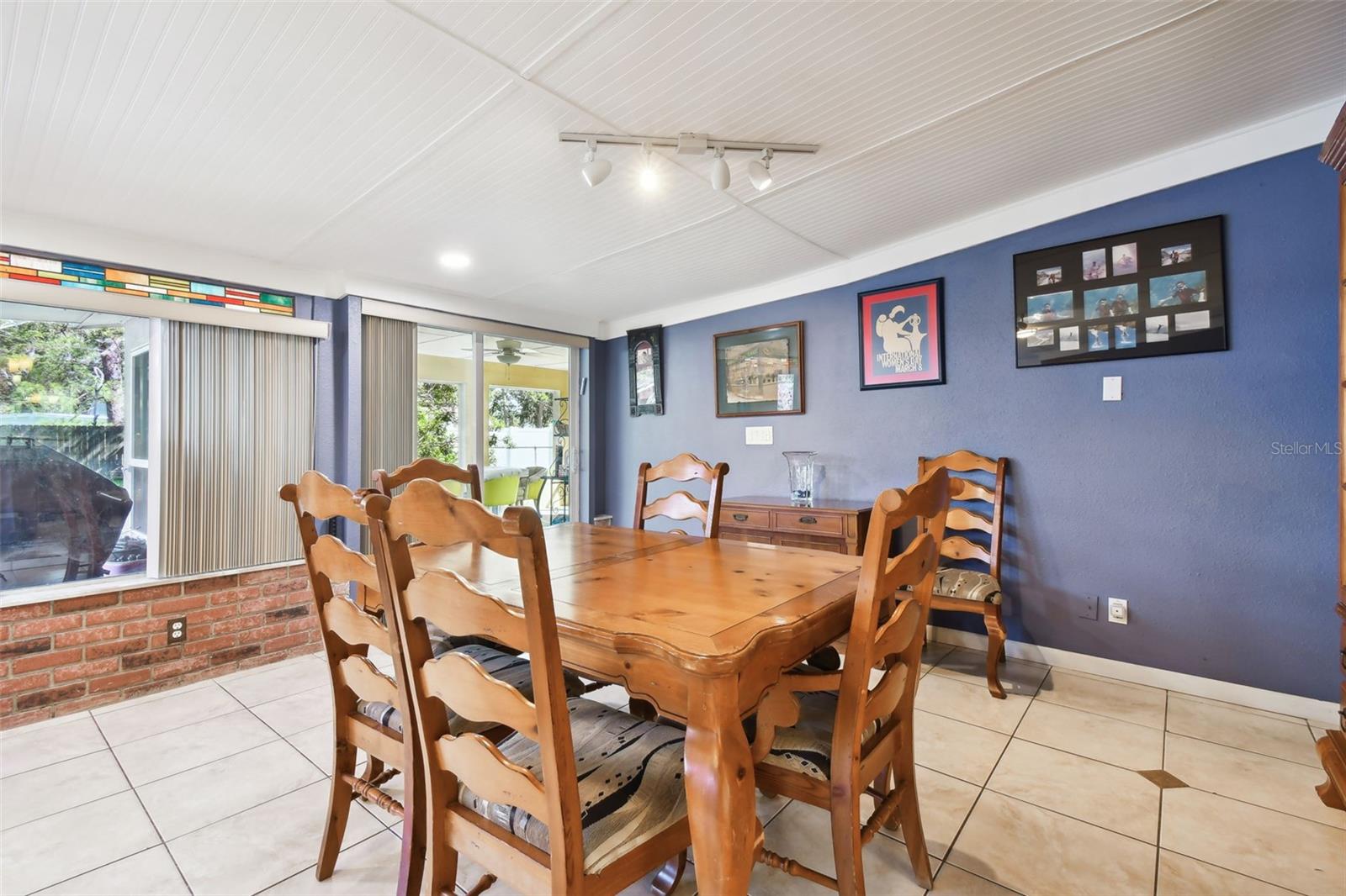 The Dining area fits a table for 8 comfortably, along with your buffet and China cabinet