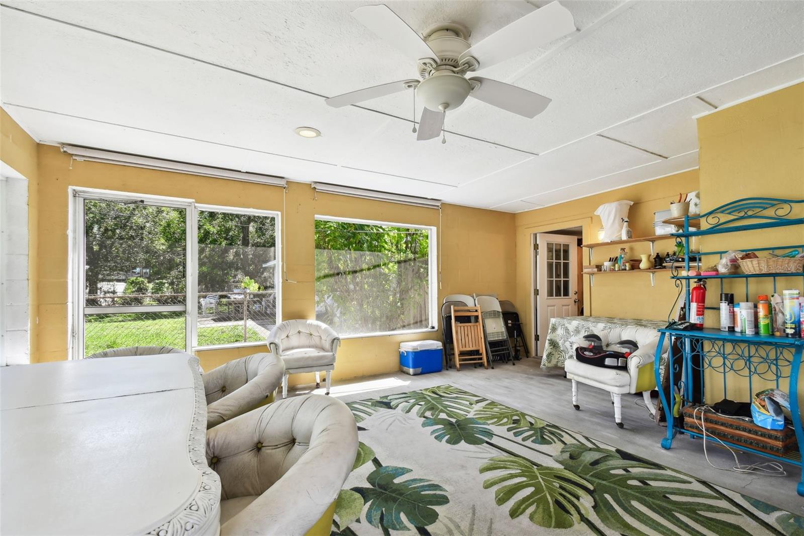 The 5 x 8 Laundry Room is in the back corner, includes the washer and dryer