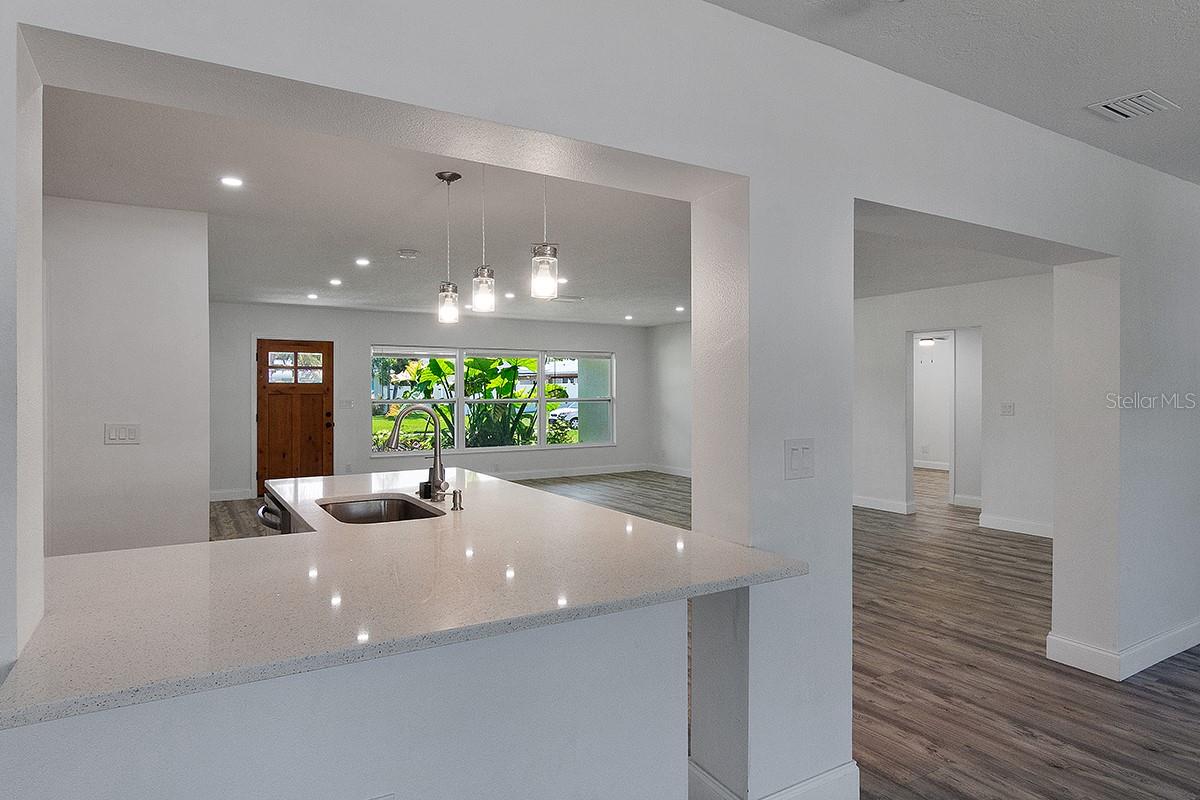 View of kitchen from Family room