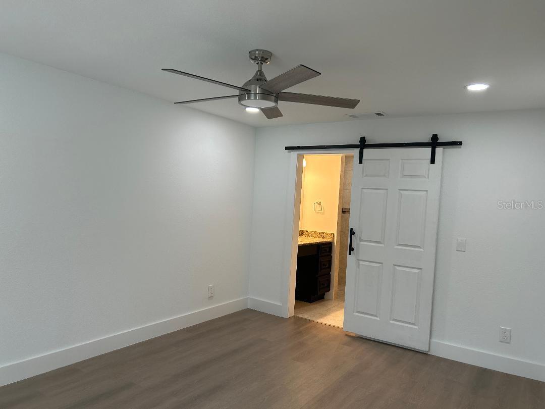 Sliding barn door to master bath