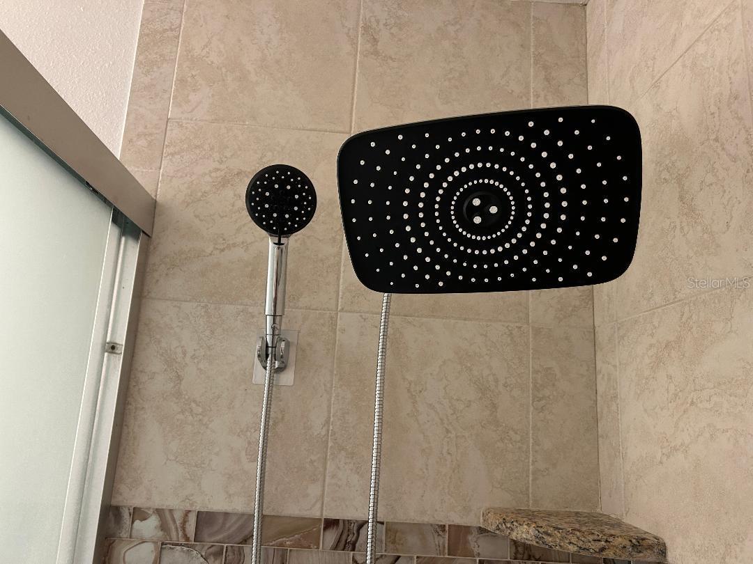 2 head rain shower, guest bath