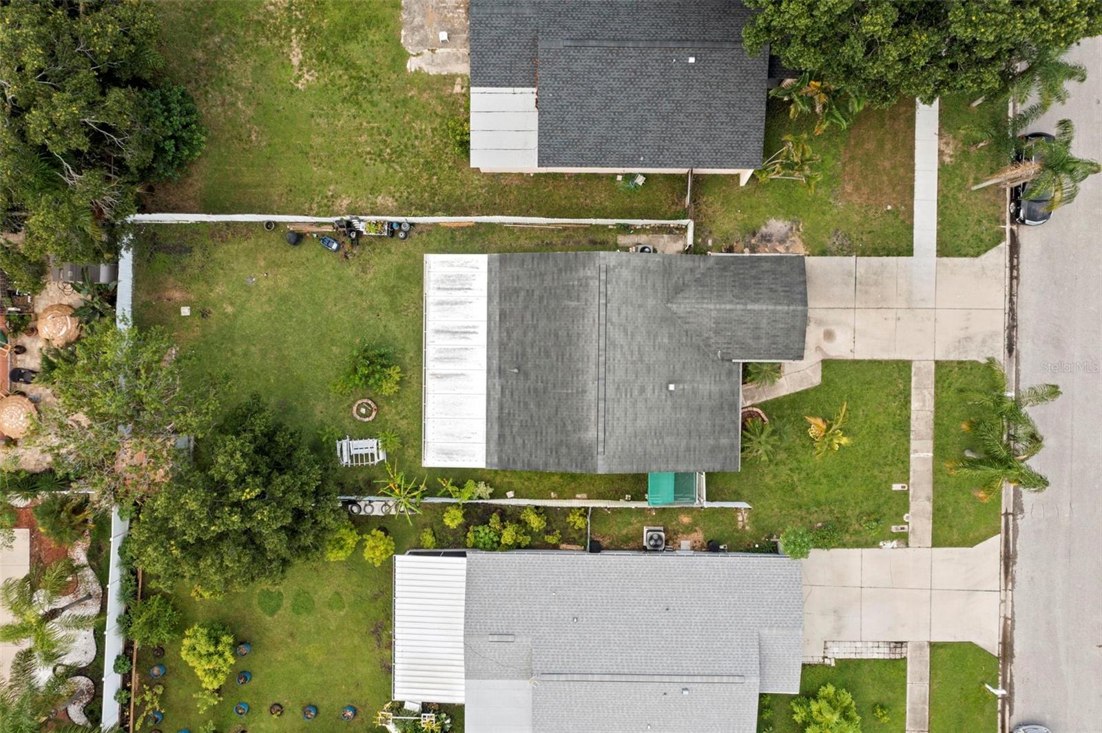 Aerial view of back yard