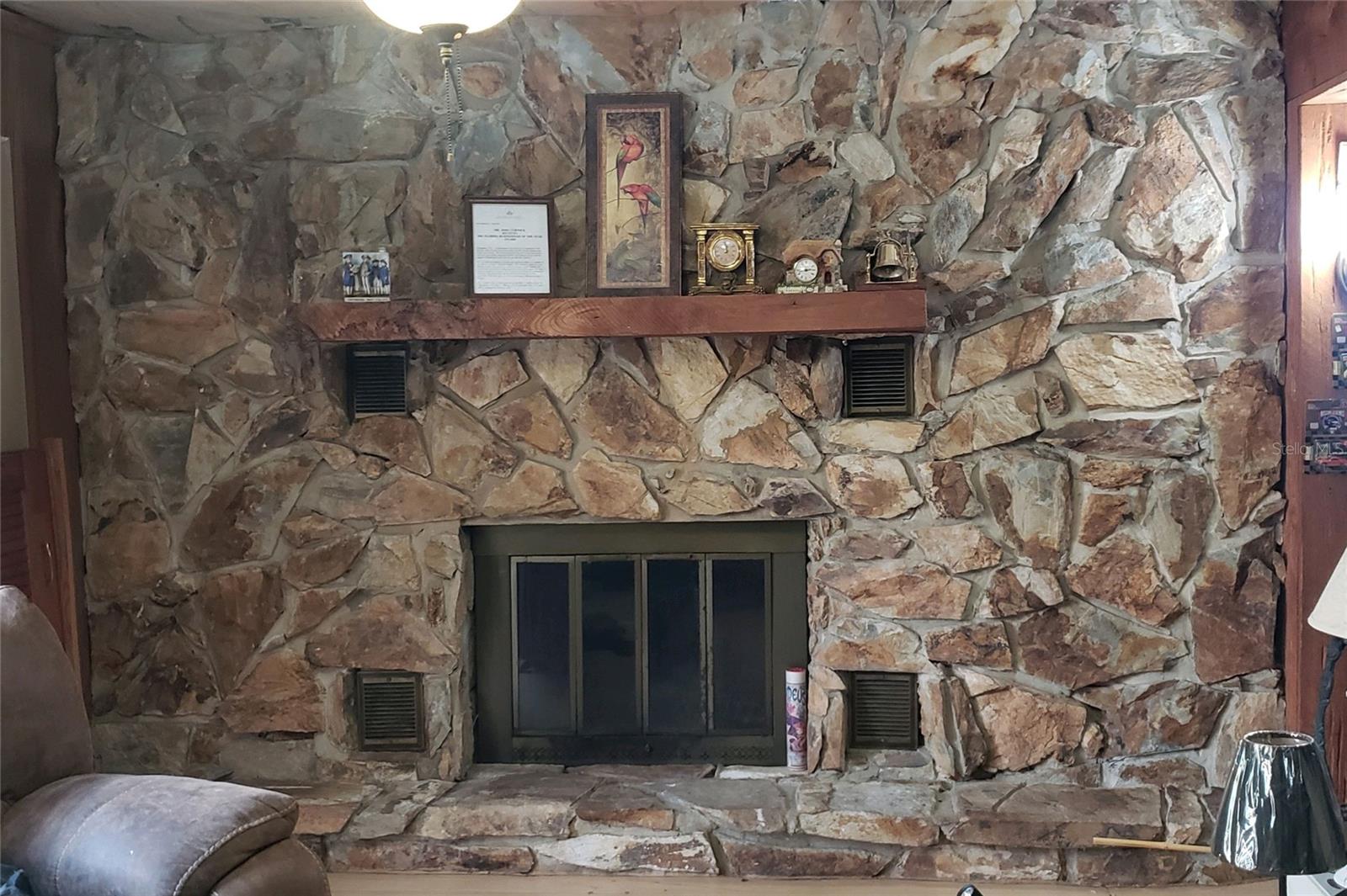 wood burning fireplace