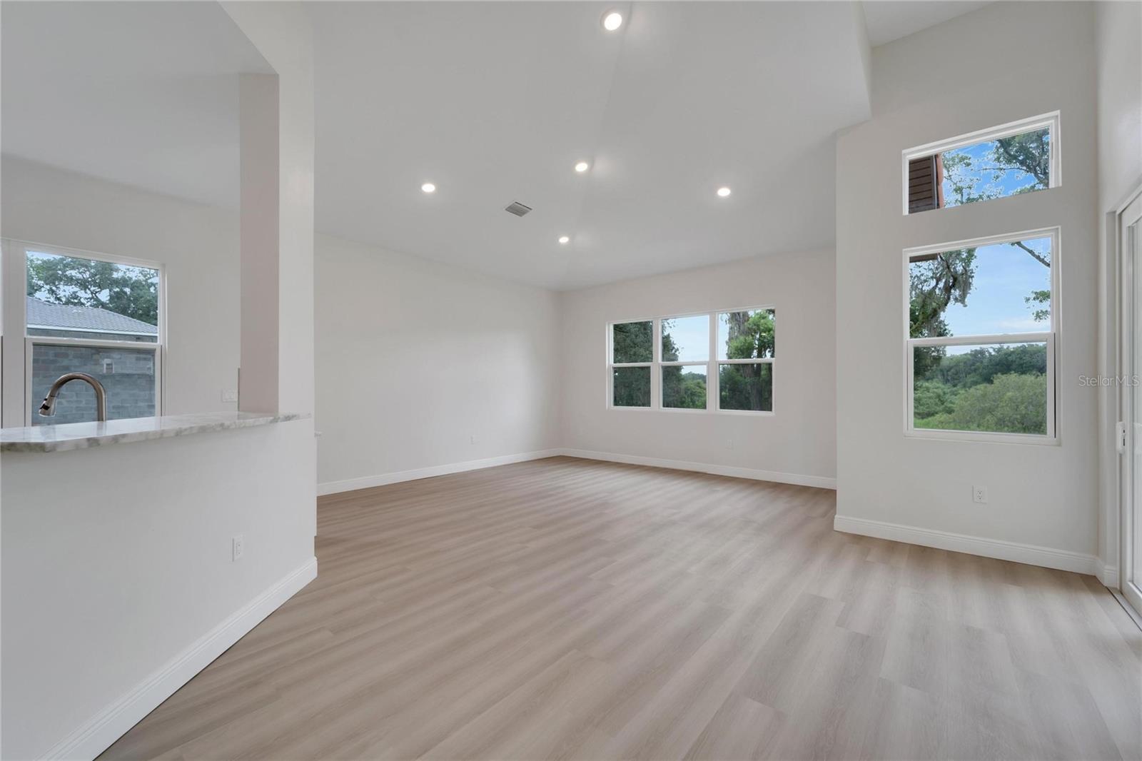 Oversized family room open to the kitchen