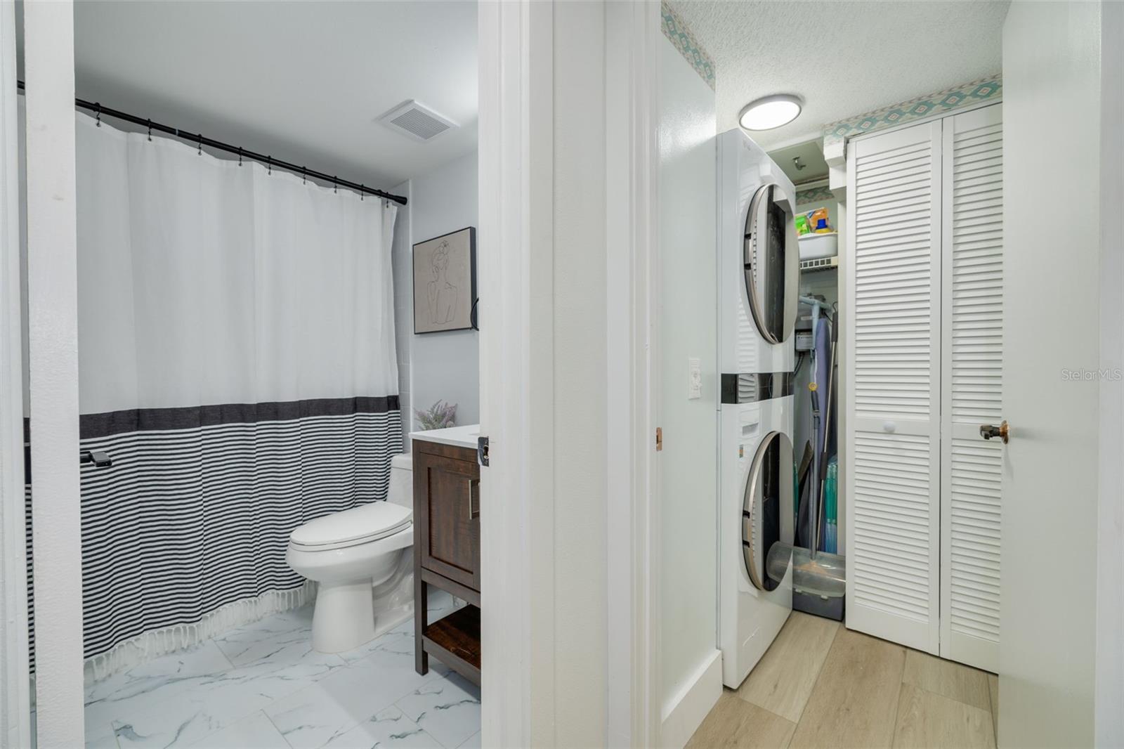 Guest bath and private laundry room