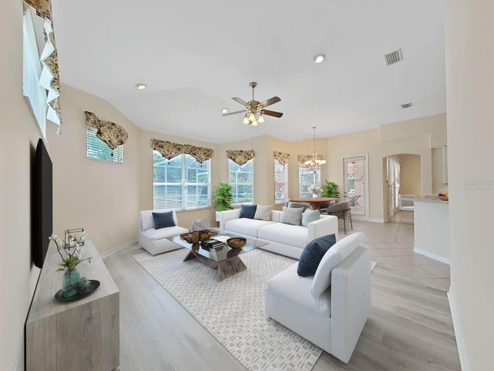 family room virtually staged