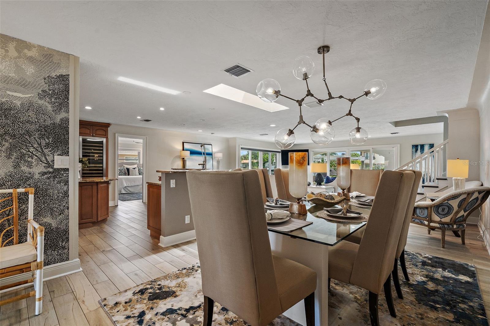 Living area with water views