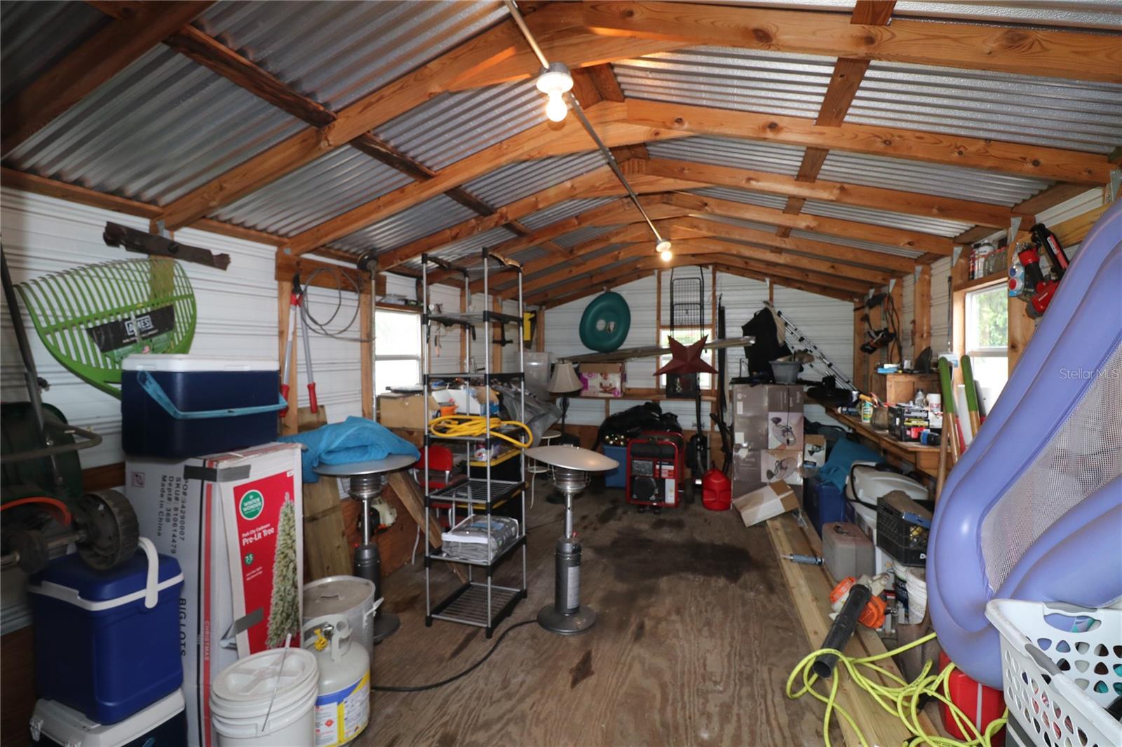 Shed interior with power