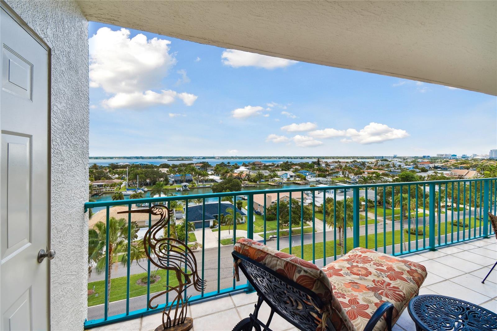 This balcony, one of two, has a storage closet for beach gear