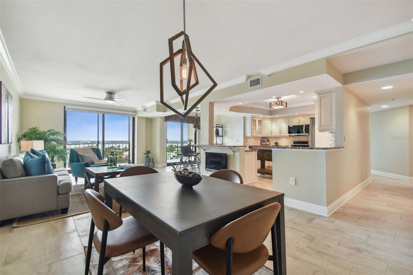 The Great Room opens to the balcony and the Intracoastal