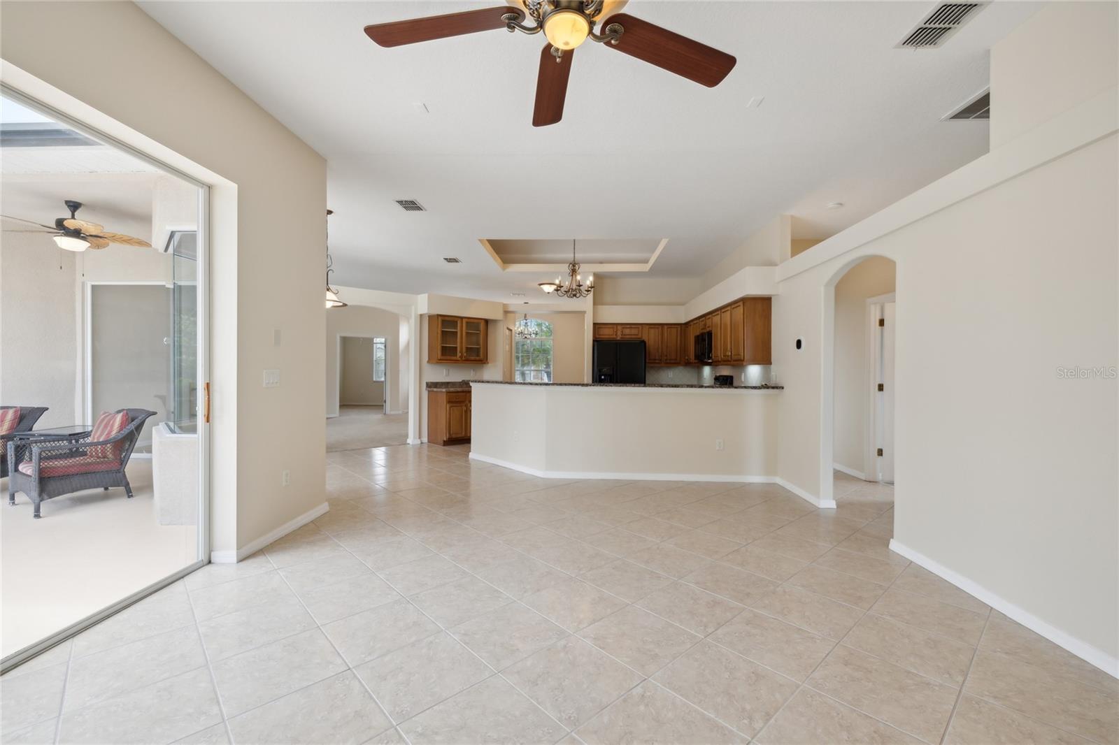 Family room and kitchen