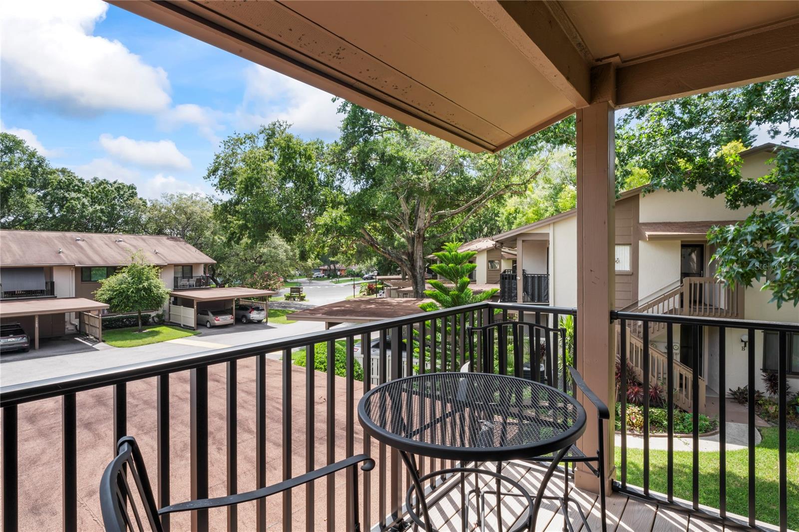 Balcony overlooks the front entrance.