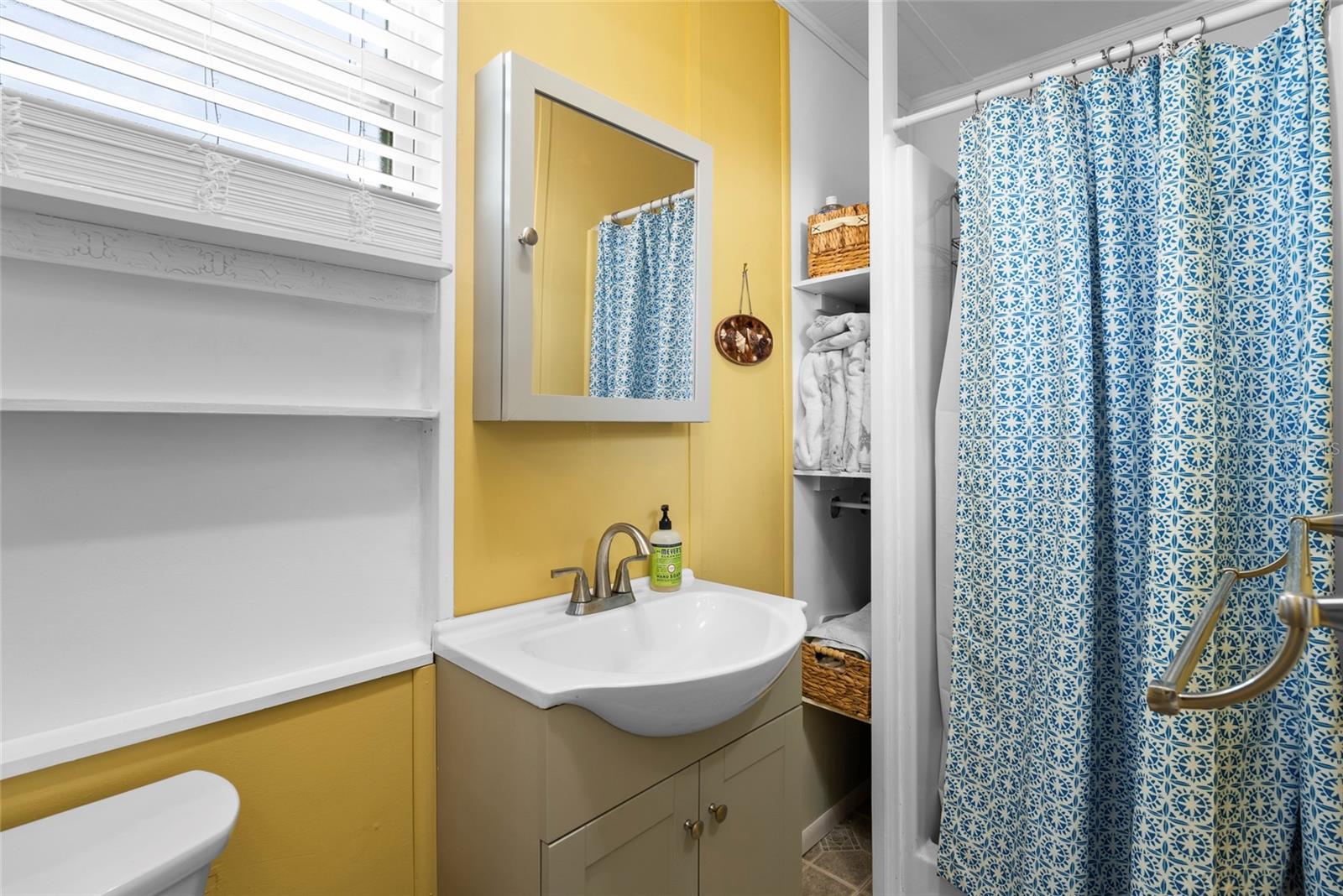 Bathroom inside cottage.