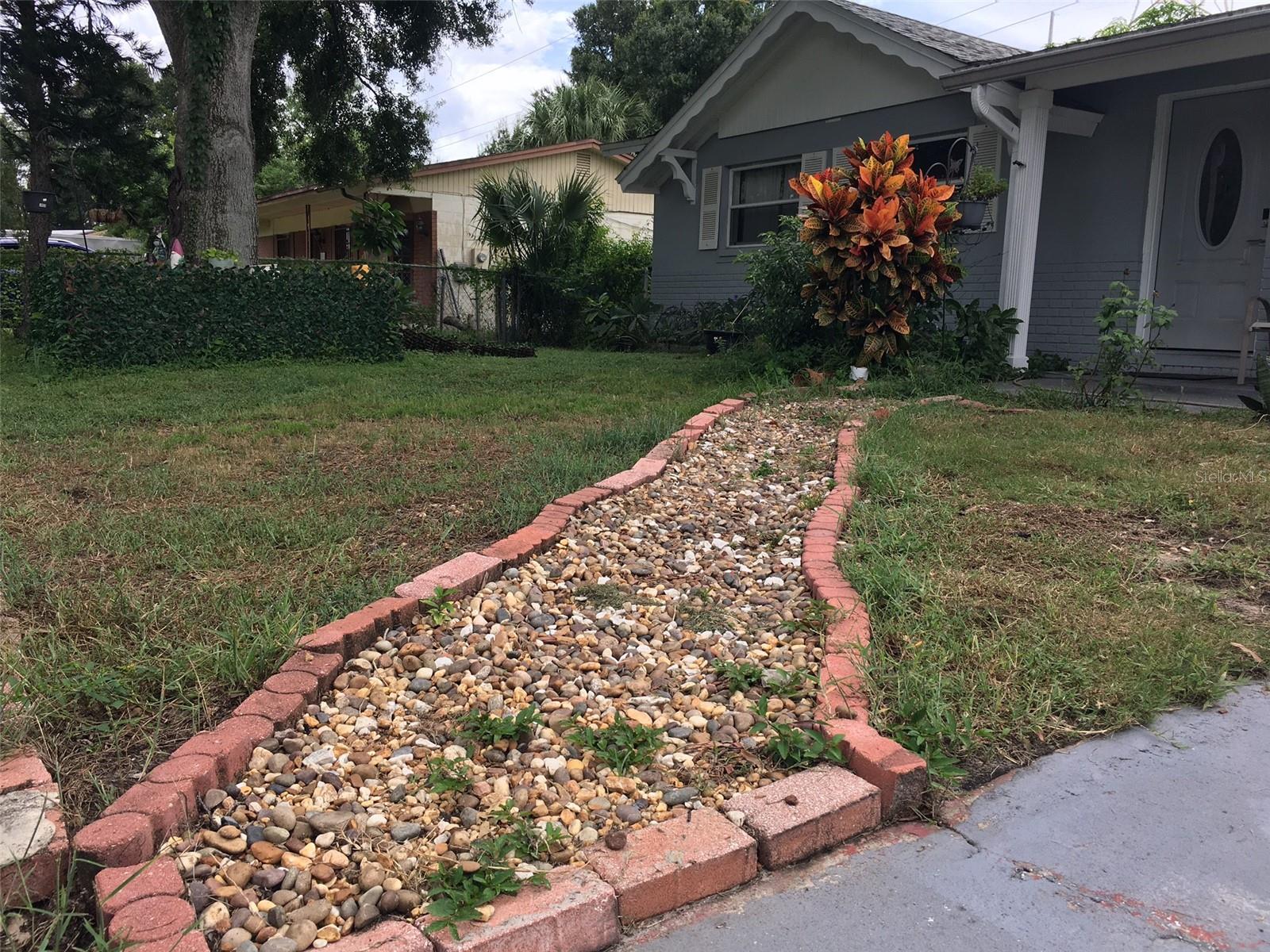 Path to front door from drive