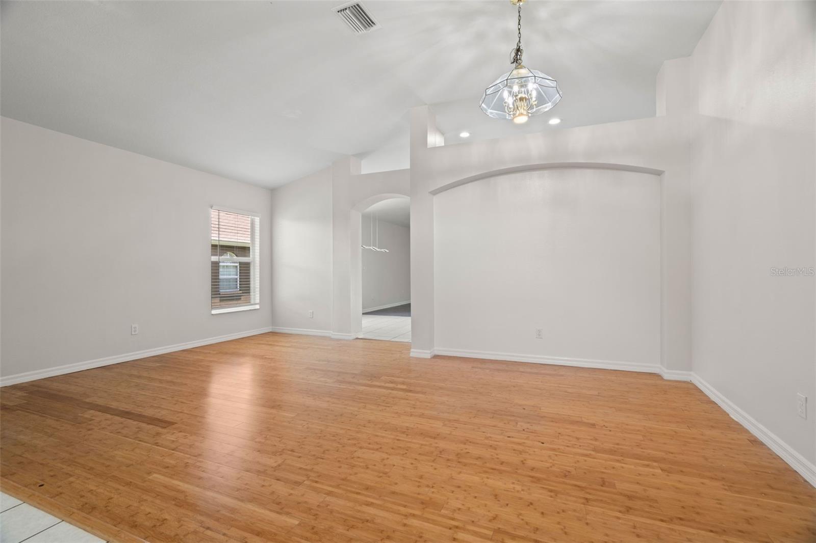 Living Room with Durable Bamboo Flooring