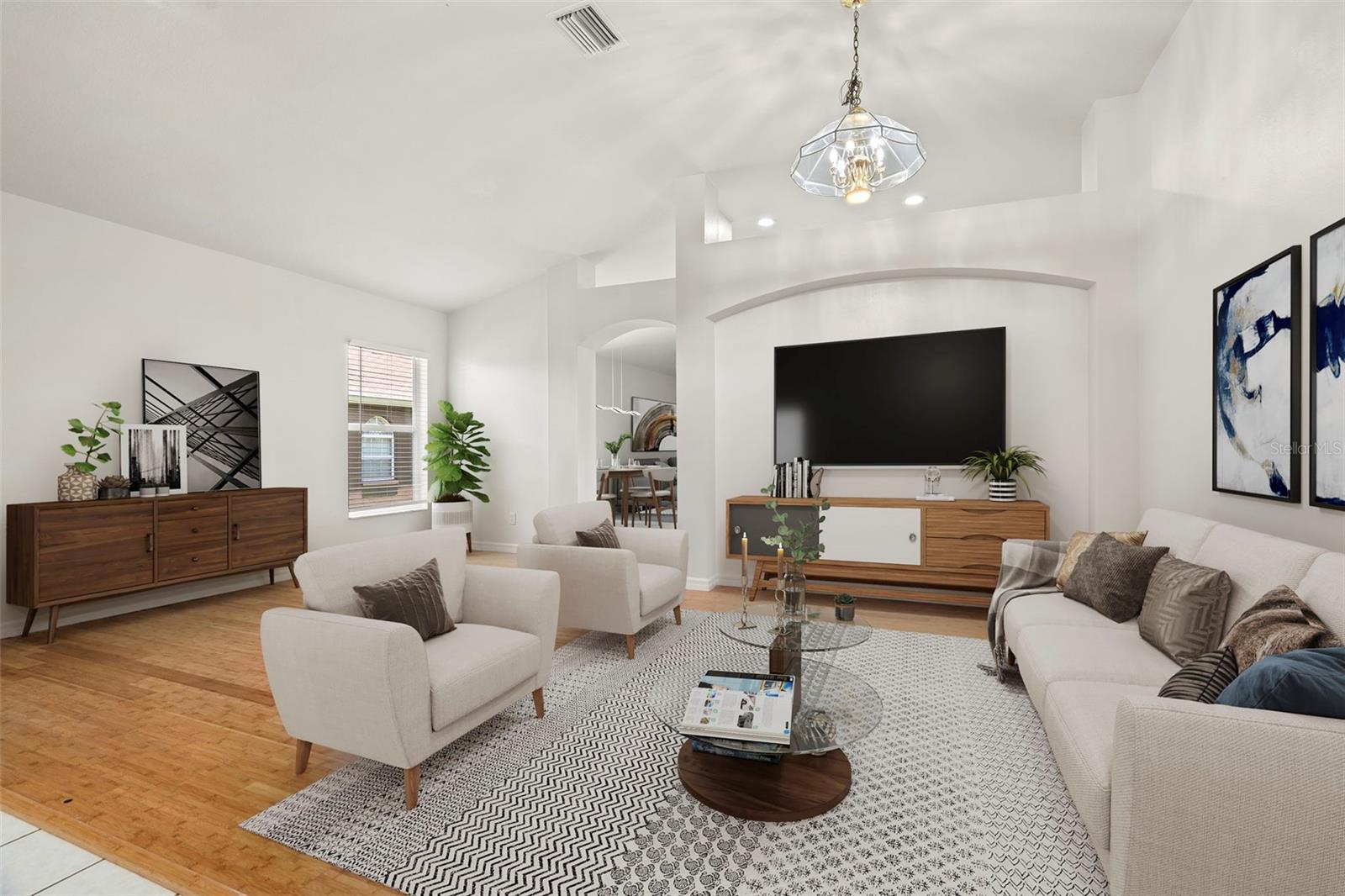 Large Living Room, Light and Bright, Durable Bamboo Floor