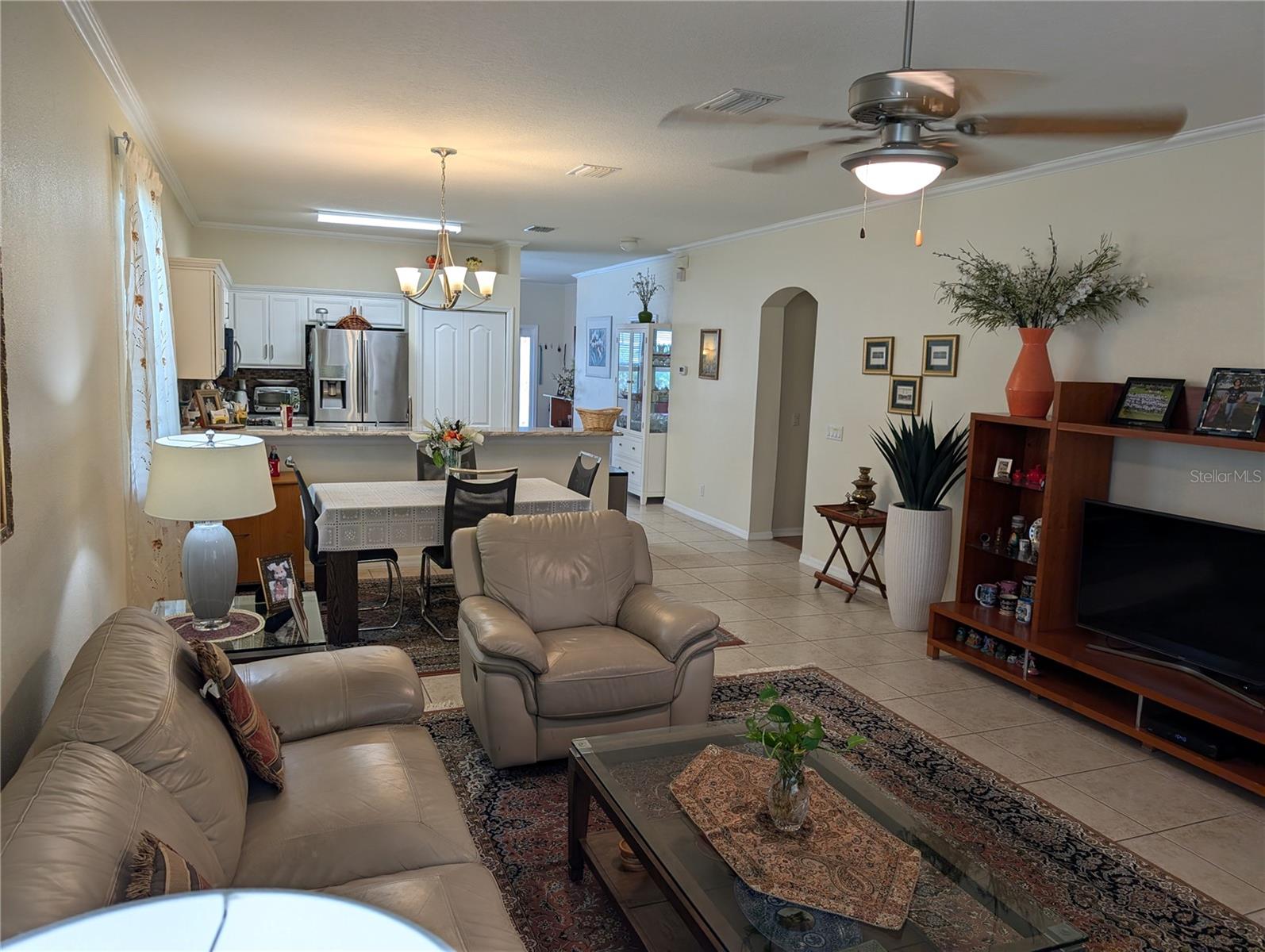 Family room and kitchen