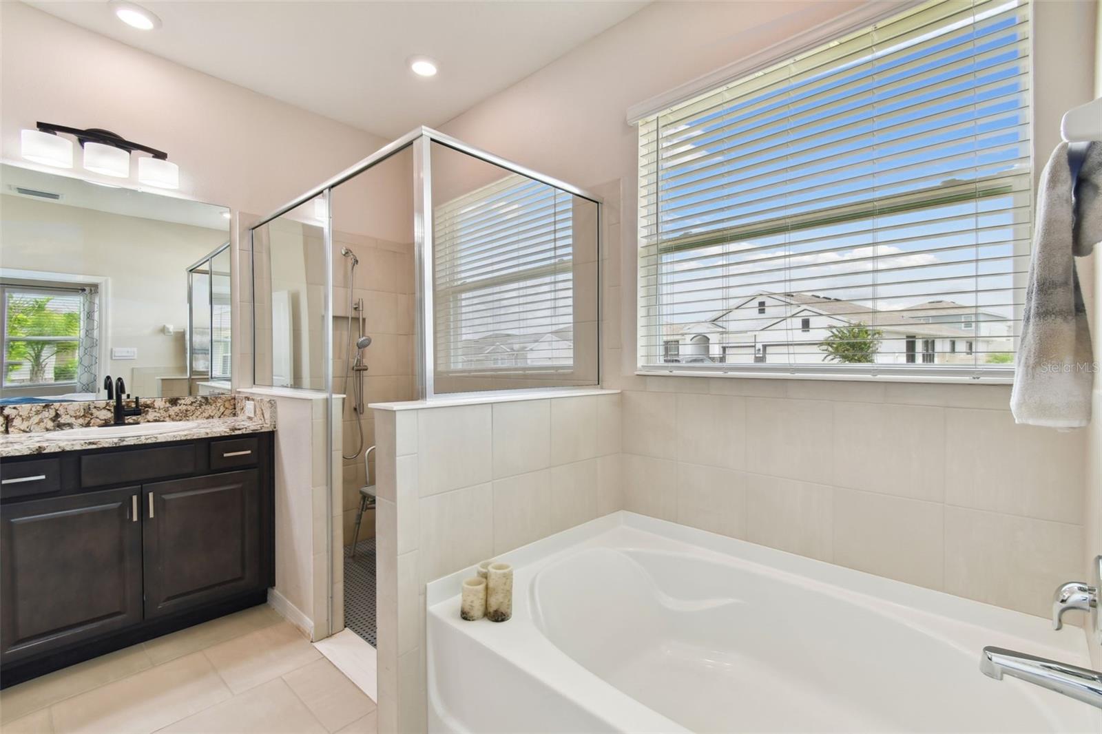 soaking tub and separate shower