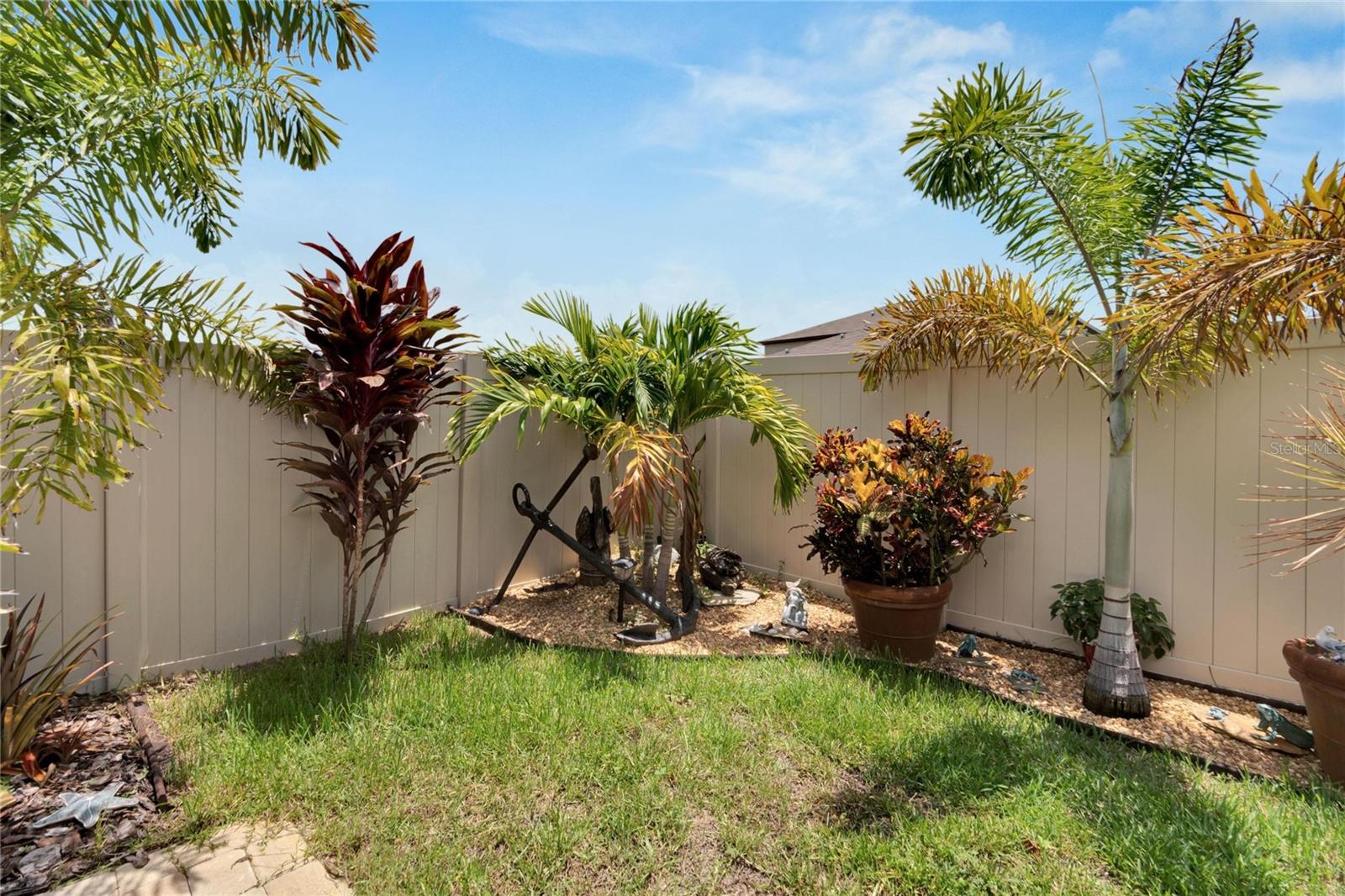 landscaped back yard