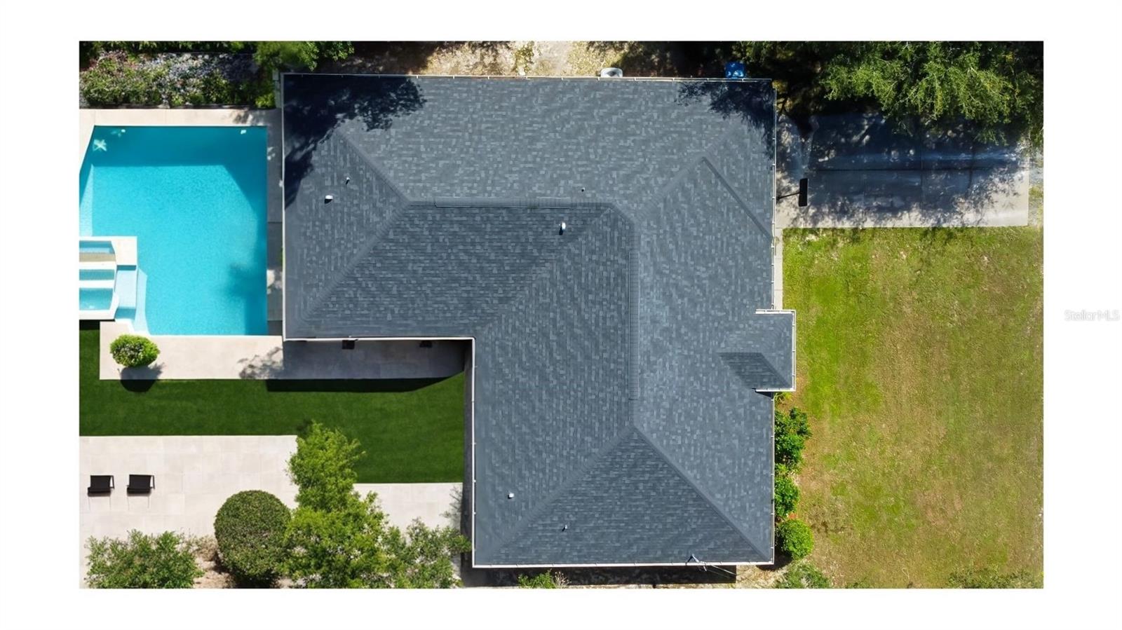 Virtual Staged- Aerial View Backyard