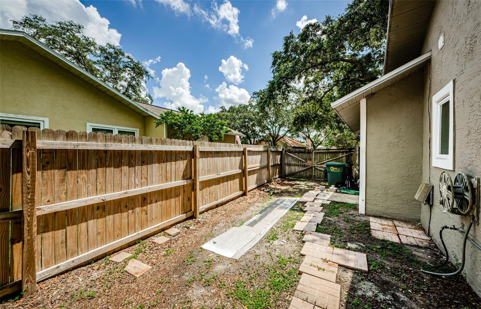 Area behind the large gate