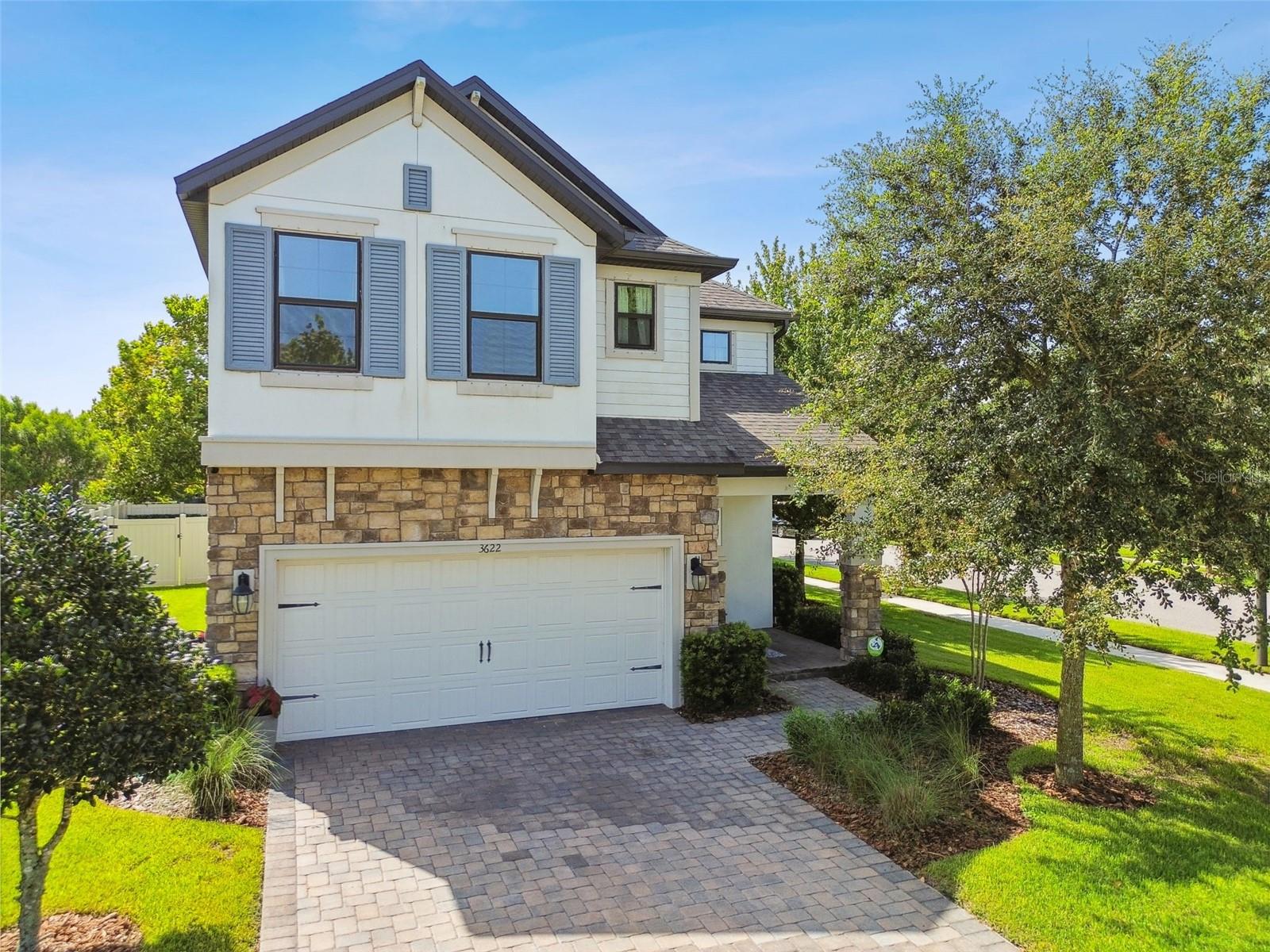 Paver Driveway with 2-Stall Garage