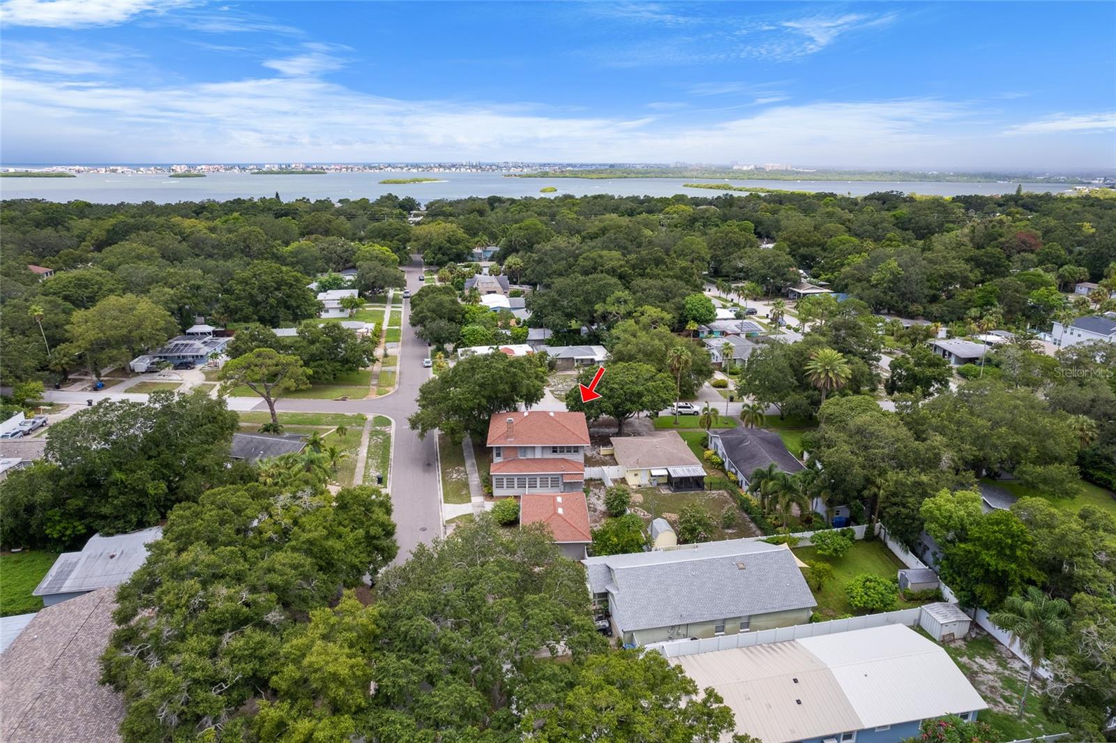 Aerial View  - home and Boca Ciega Bay