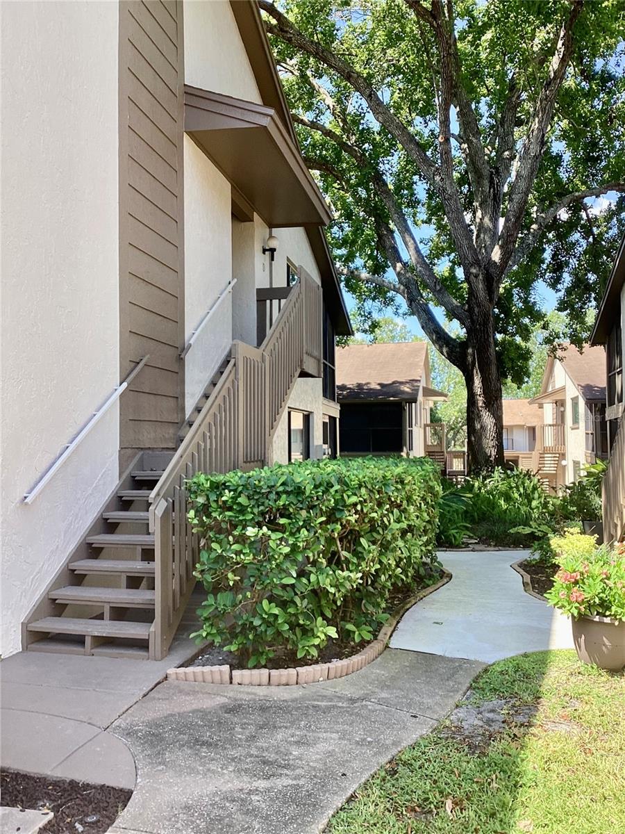 Stairway to front porch entrance.