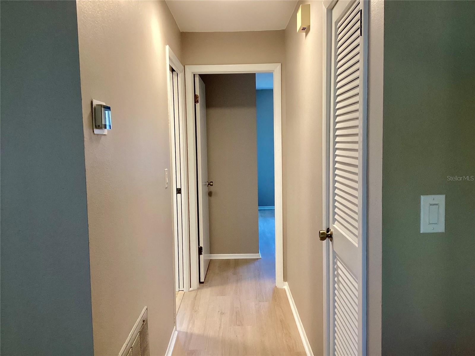 Hallway to master suite, guest bedroom, guest bath.