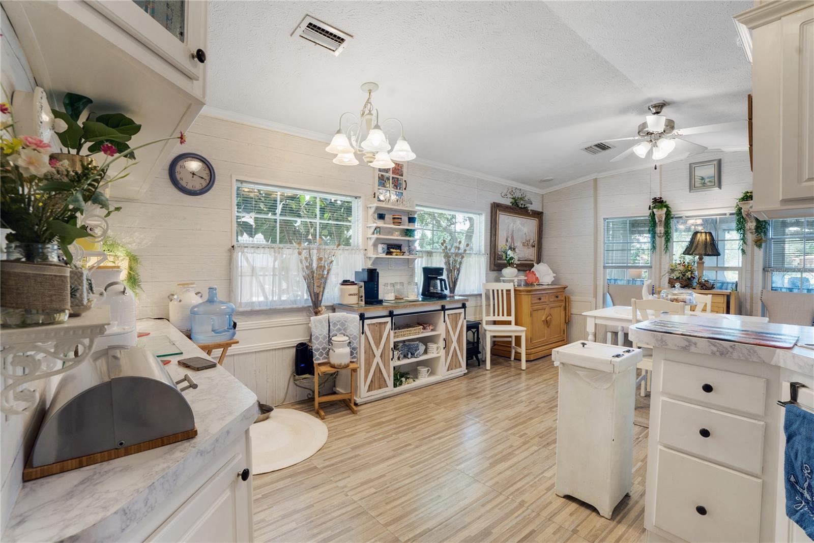 Eating space in kitchen and built in buffet