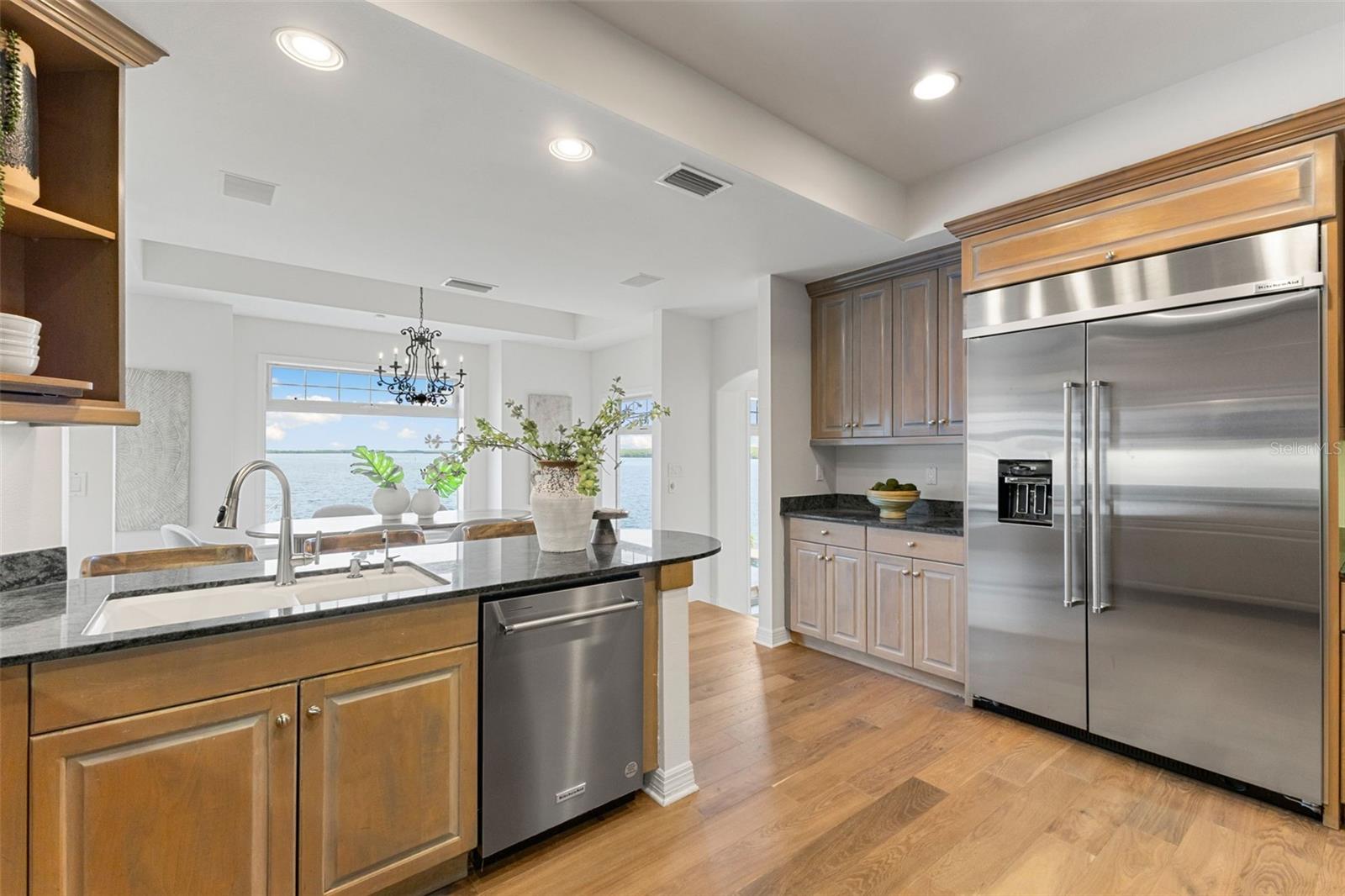 Kitchen w/ water views