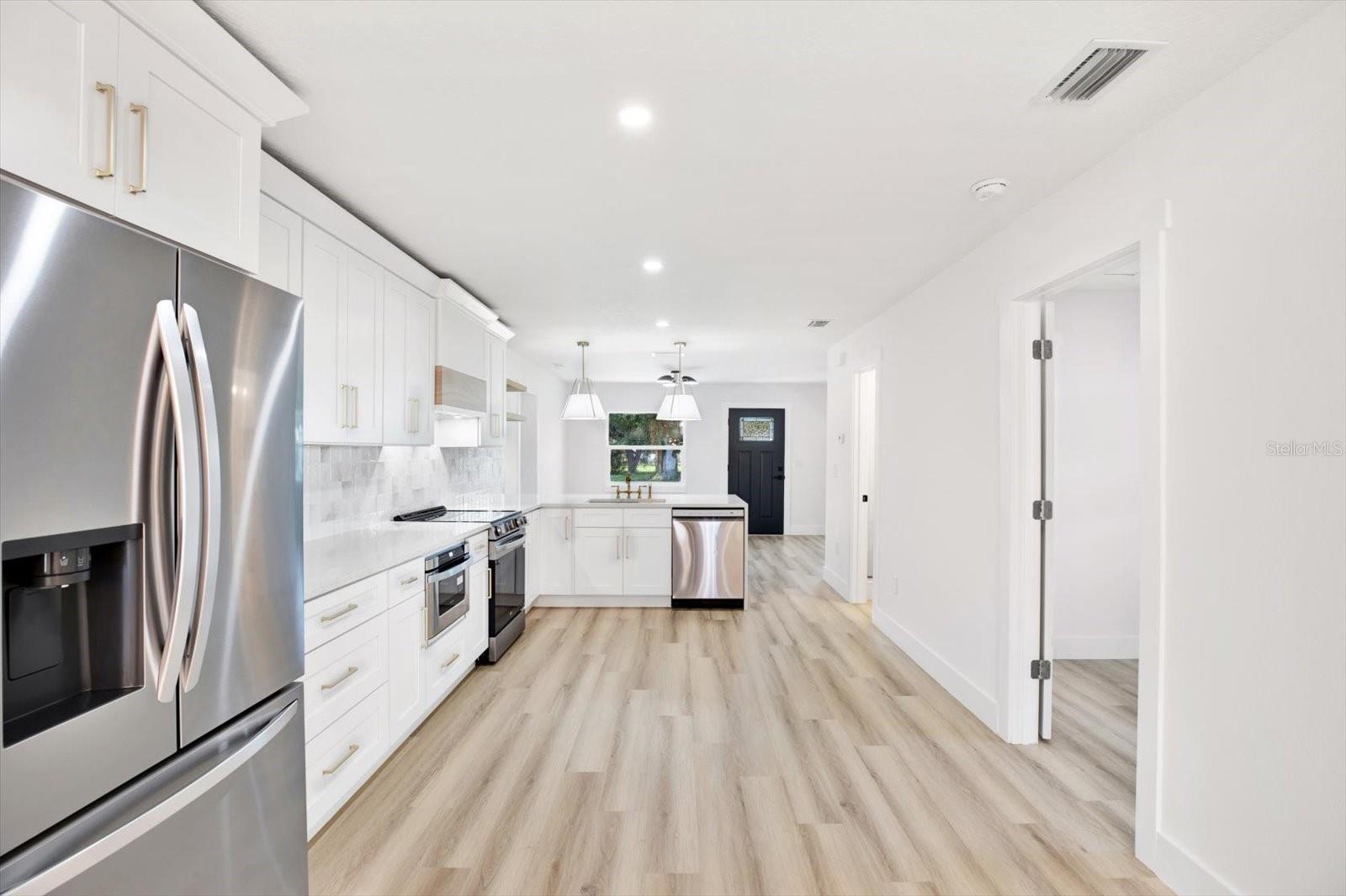 Modern recessed lighting throughout the home