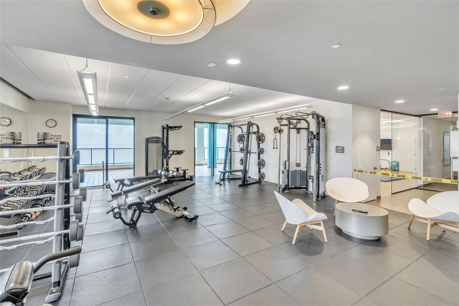 Gym and sauna in chaging rooms