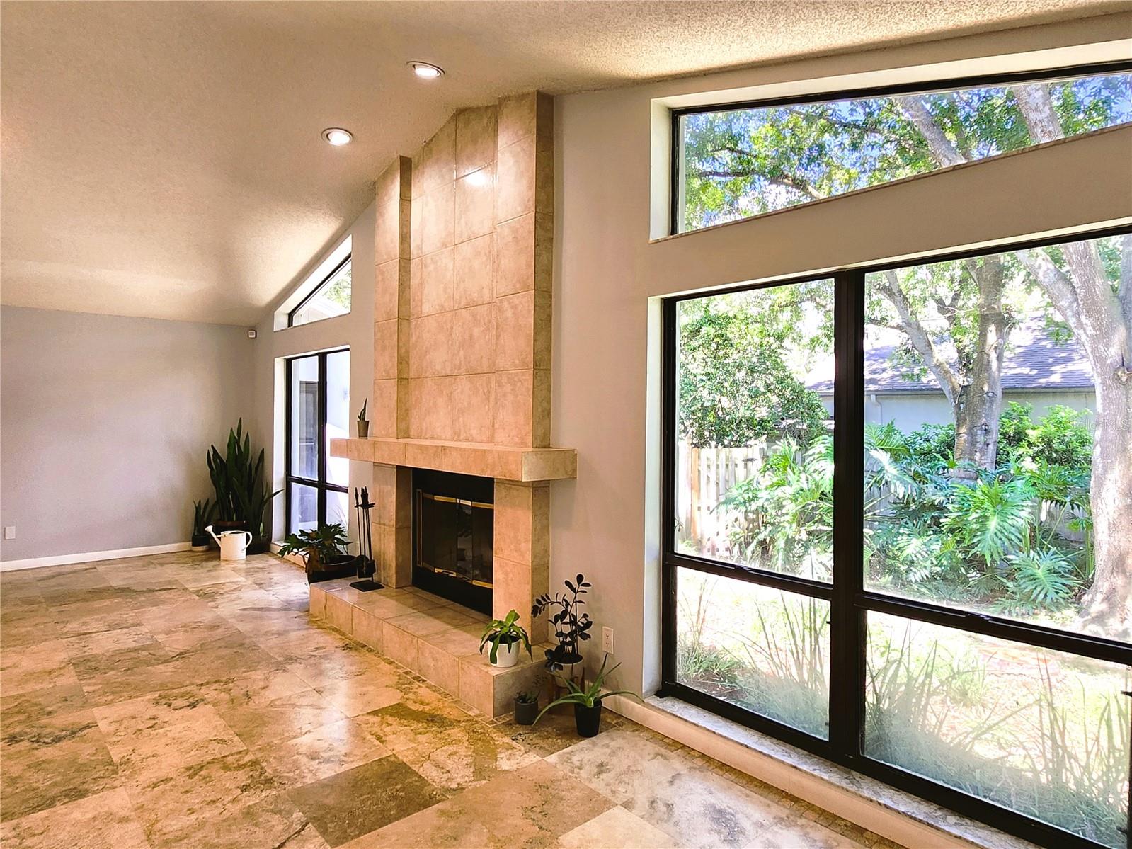 Family Room, wood burning fireplace