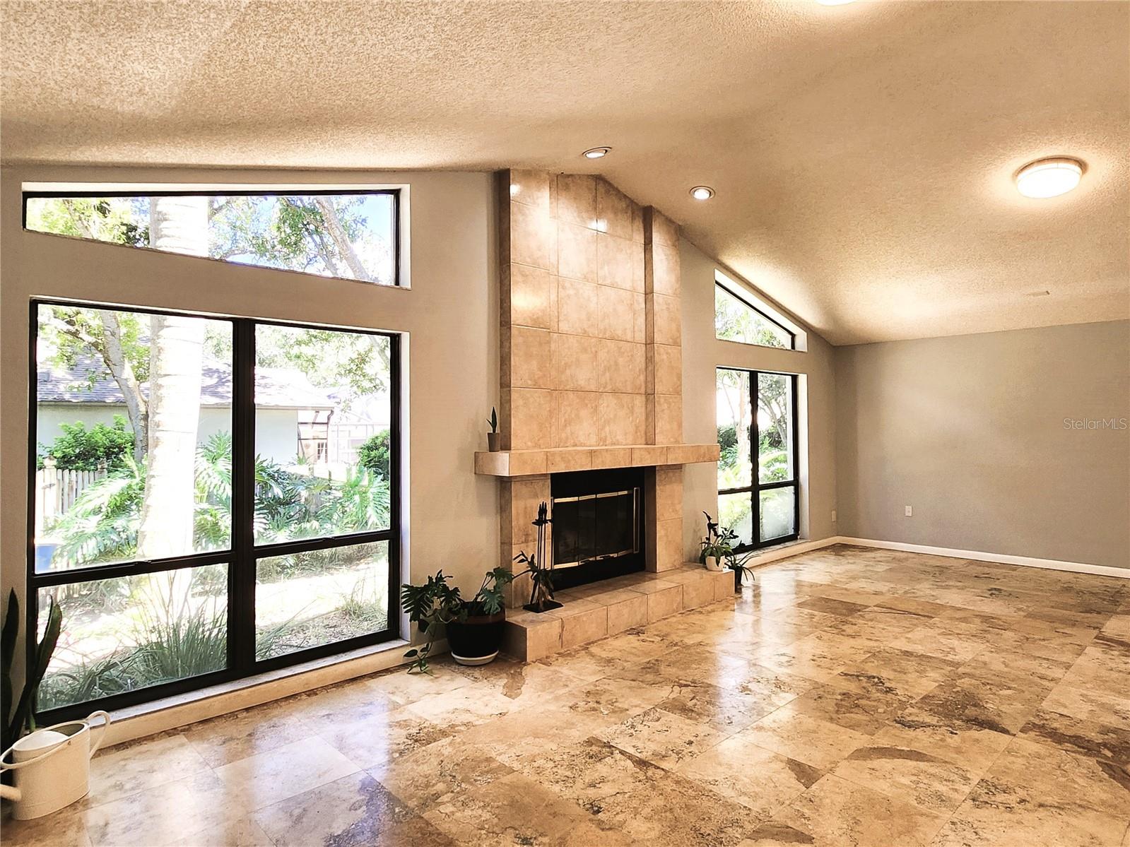 Family Room, wood burning fireplace