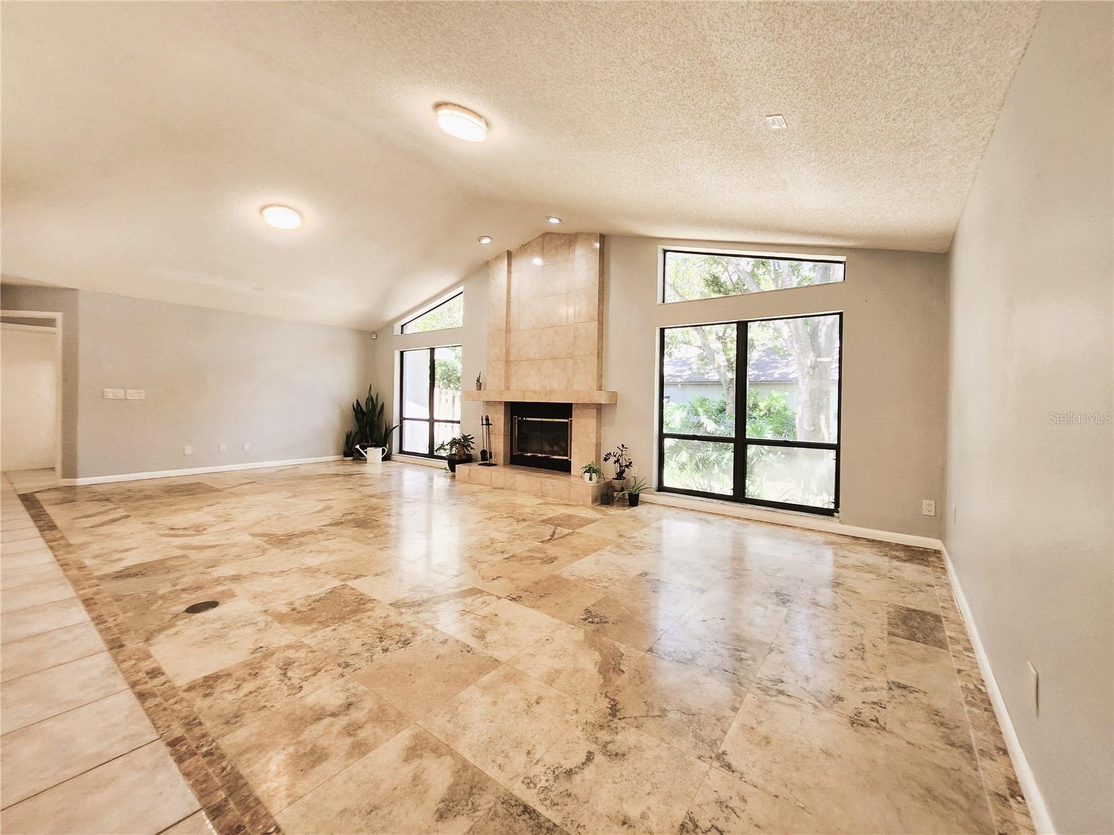 Family Room, wood burning fireplace