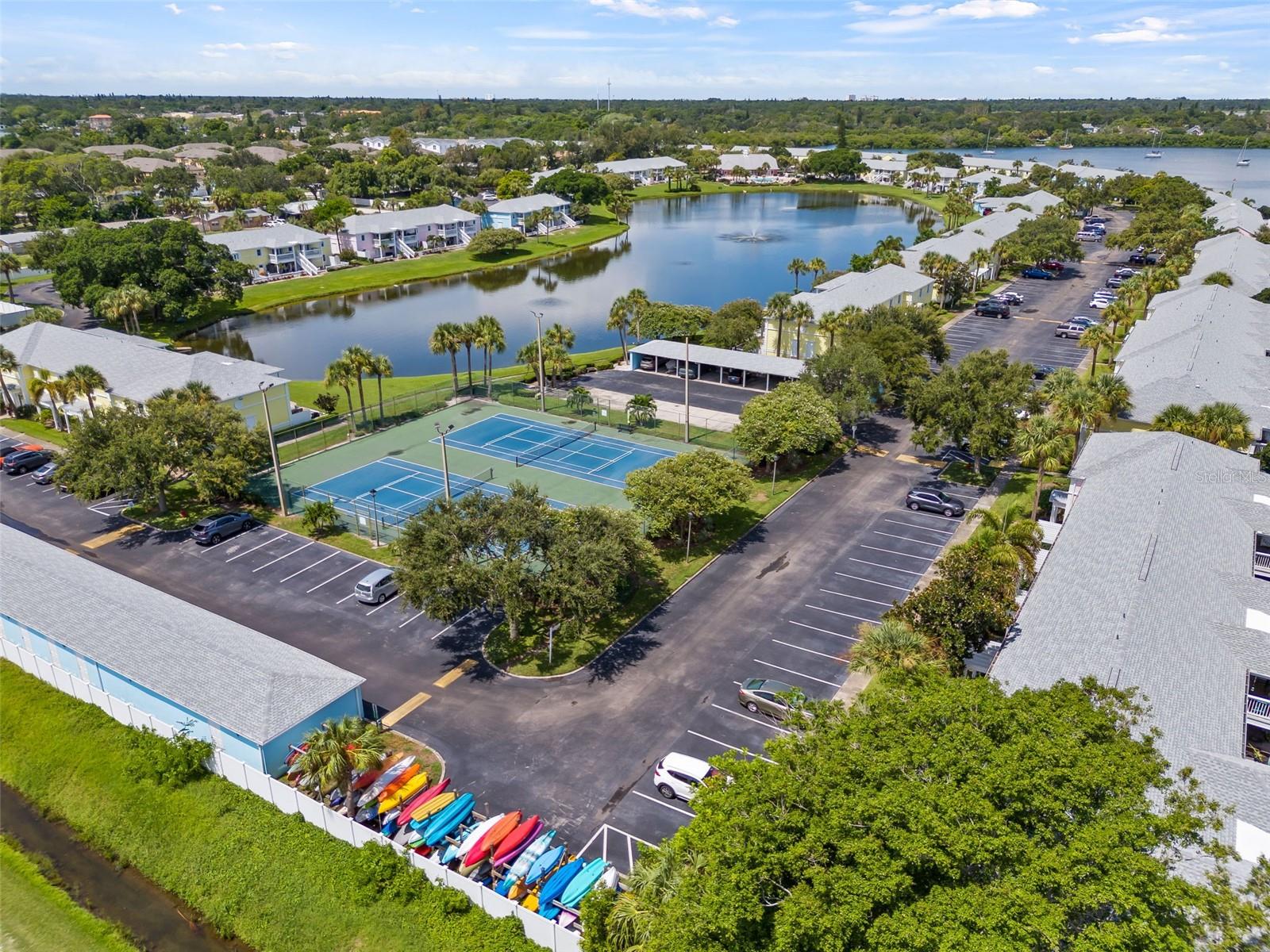 Brush up on your tennis on your own Tennis Courts!  Kayak storage for your water adventures!