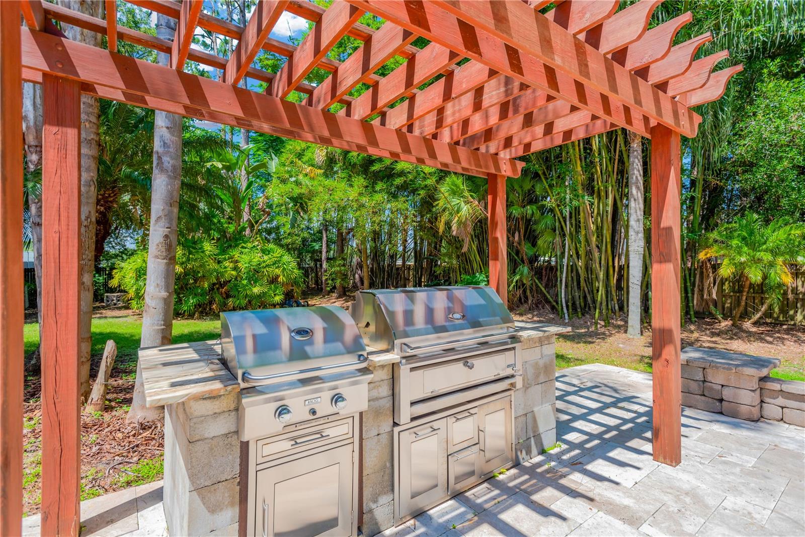 Outdoor grill and pergola