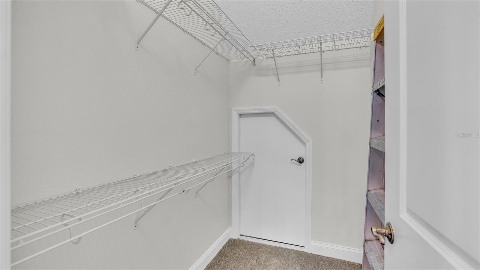 closet leads to walk in attic storage