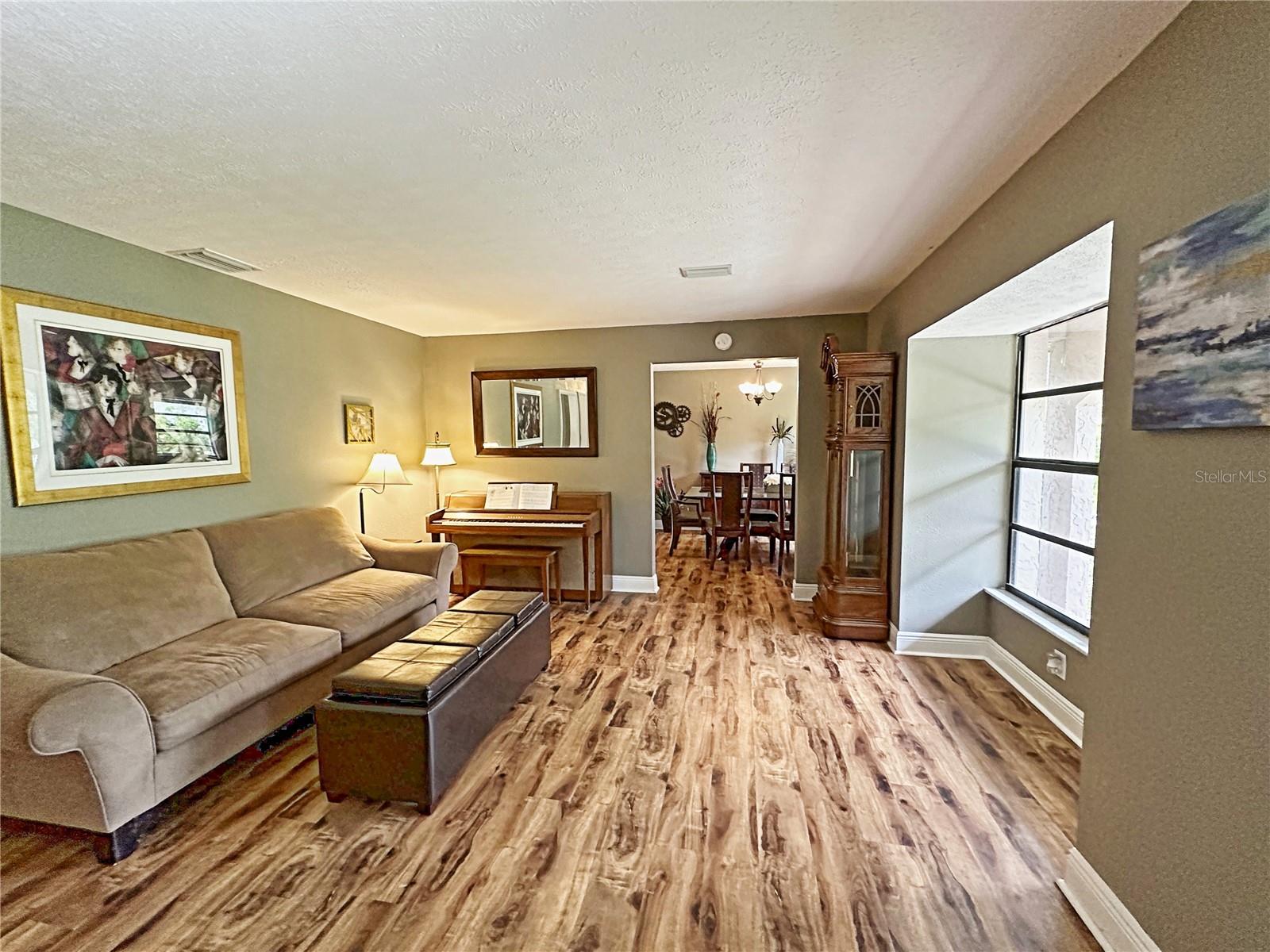 View through the second living room to the dining room.