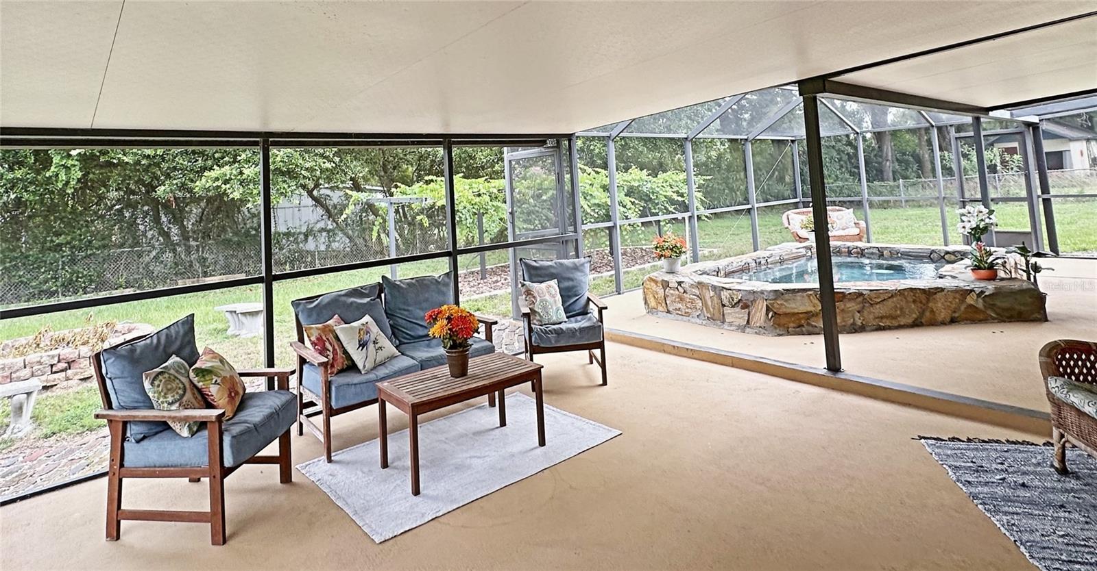 There is a large covered lanai.