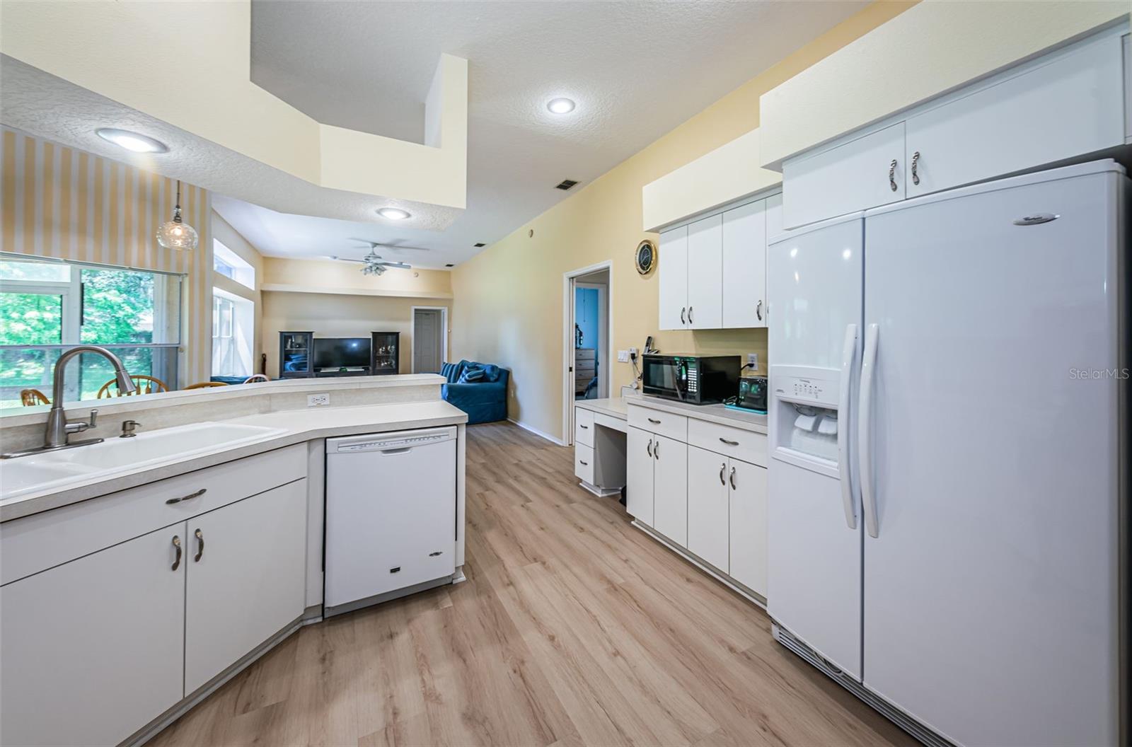 Kitchen overlooks the family room