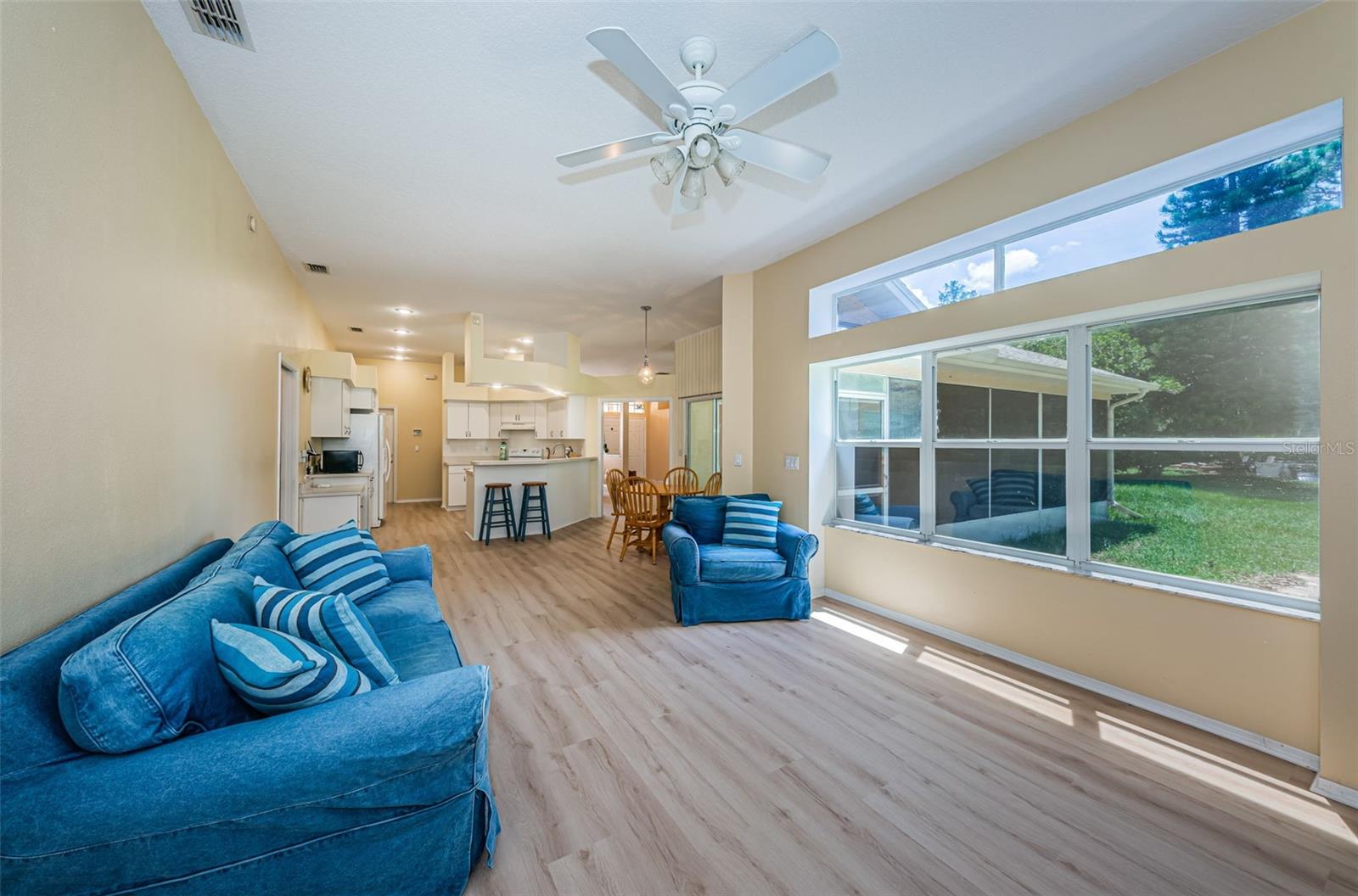 Family Room with backyard/pond/conservation views