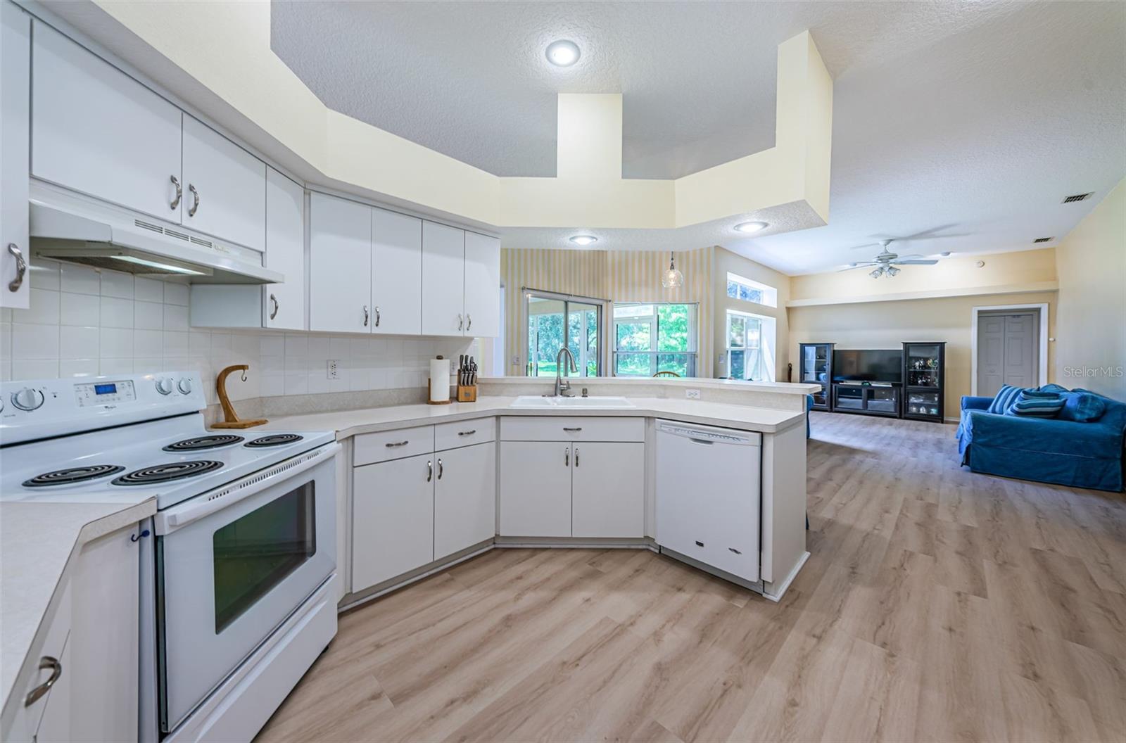 Kitchen overlooking the family room