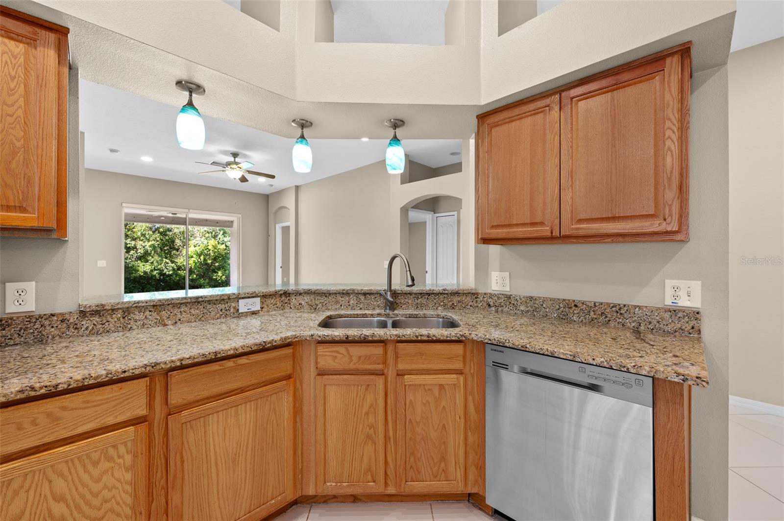 Pendant lights over Kitchen counter